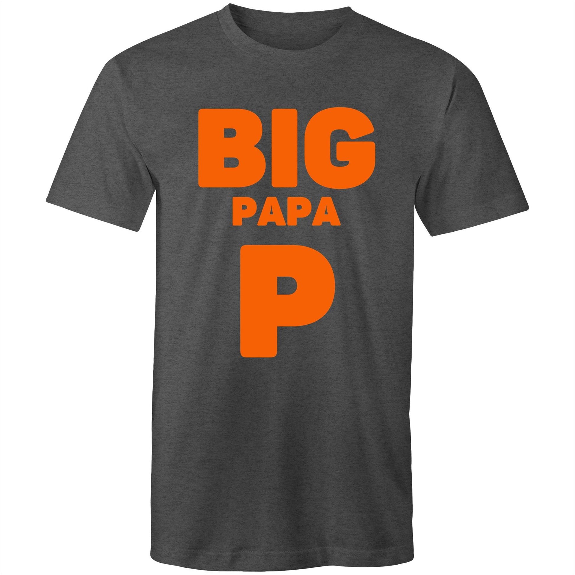 "Big Papa P" Men's Cotton Asphalt Marle T-Shirt in Size S, M, L, XL, XXL, 3XL, 4XL, 5XL, Gift for Dad - Da Boss Mango AU -