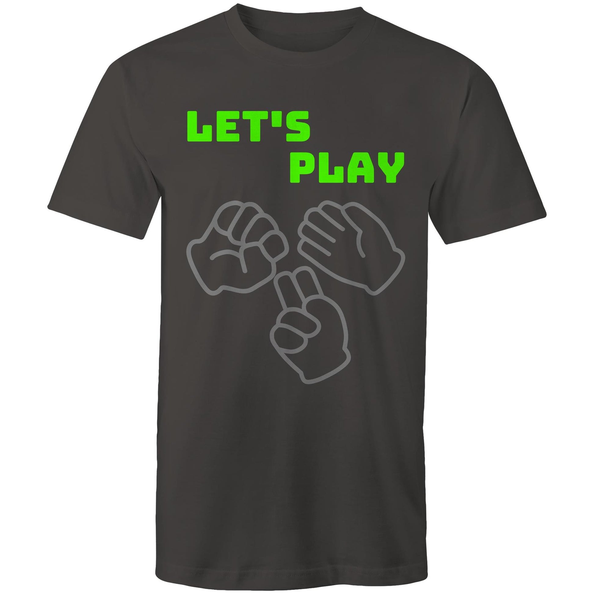 Let's Play Rock Paper Scissors Men's Cotton T-Shirt - Plus Size S, M, L, XL, 2XL, 3XL, 4XL, 5XL - Da Boss Mango AU - Charcoal