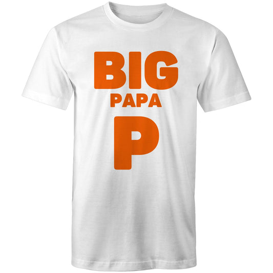 "Big Papa P" Men's Cotton White T-Shirt in Size S, M, L, XL, XXL, 3XL, 4XL, 5XL, Gift for Dad - Da Boss Mango AU -