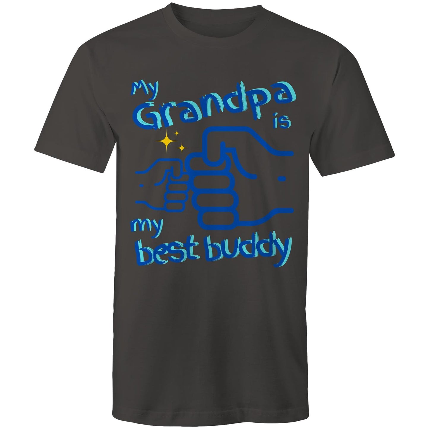 My Grandpa is My Best Buddy Men's Cotton T-Shirt - Best Gift for Grandpa from Grandson - Da Boss Mango AU - Charcoal