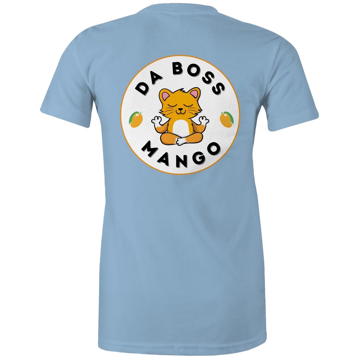 Da Boss Mango Women's Cotton T-Shirt Logo on Back - Da Boss Mango AU - Carolina Blue