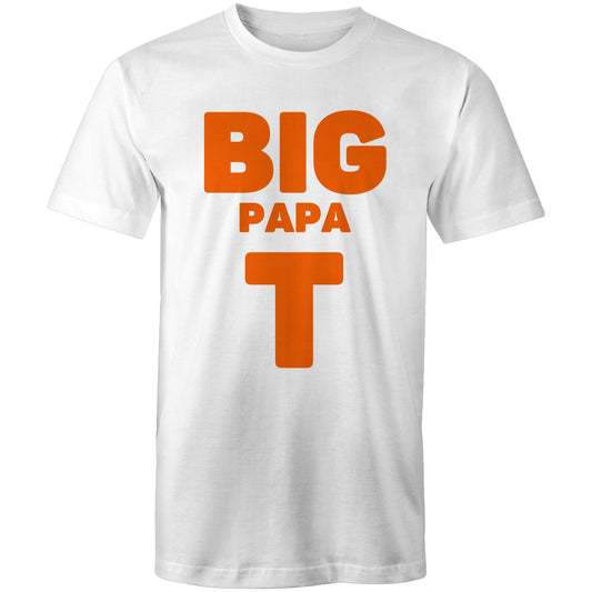 "Big Papa T" Men's Cotton White T-Shirt in Size S, M, L, XL, XXL, 3XL, 4XL, 5XL, Gift for Dad - Da Boss Mango AU -