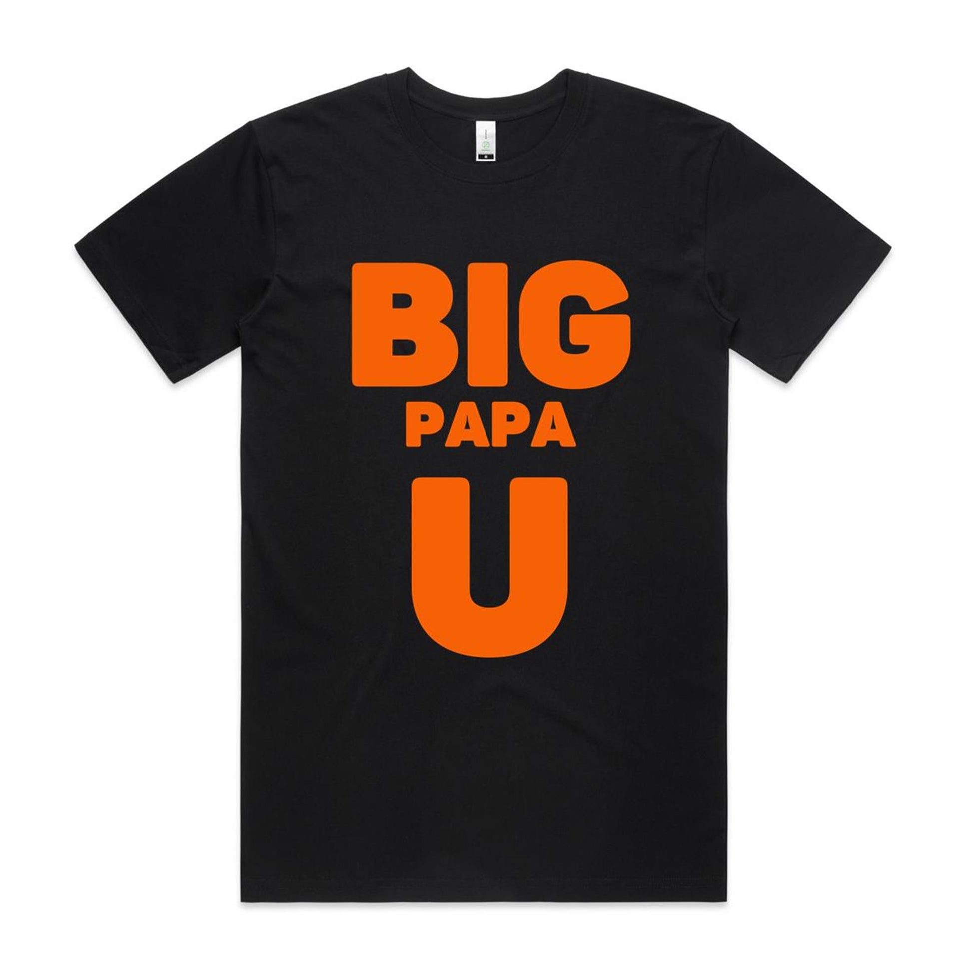 "Big Papa U" Men's GOTS Certified Organic Cotton T-Shirt, Father's Day Birthday Gift for Dad- Da Boss Mango AU - Black