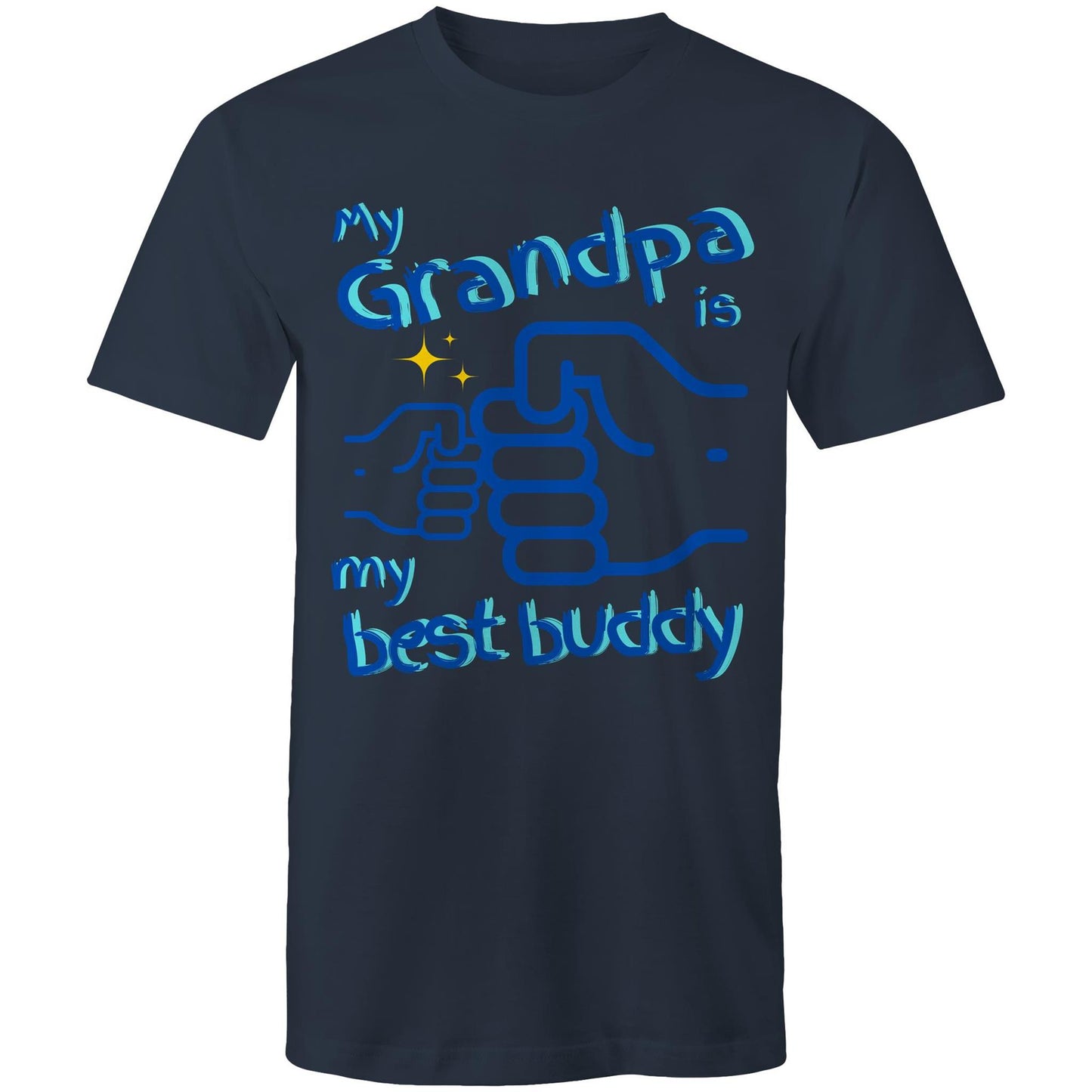 My Grandpa is My Best Buddy Men's Cotton T-Shirt - Best Gift for Grandpa from Grandson - Da Boss Mango AU - Navy