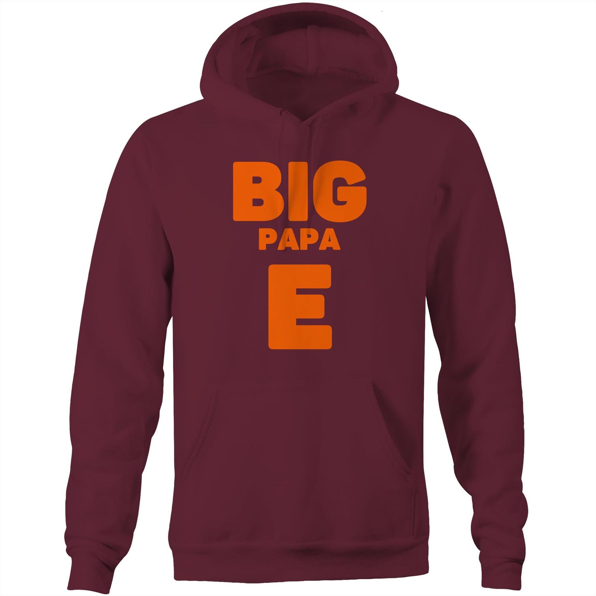 "Big Papa E" Pocket Hoodie Sweatshirt Pullover with Kangaroo Pocket Father's Day Gift - Da Boss Mango AU - Burgundy Maroon