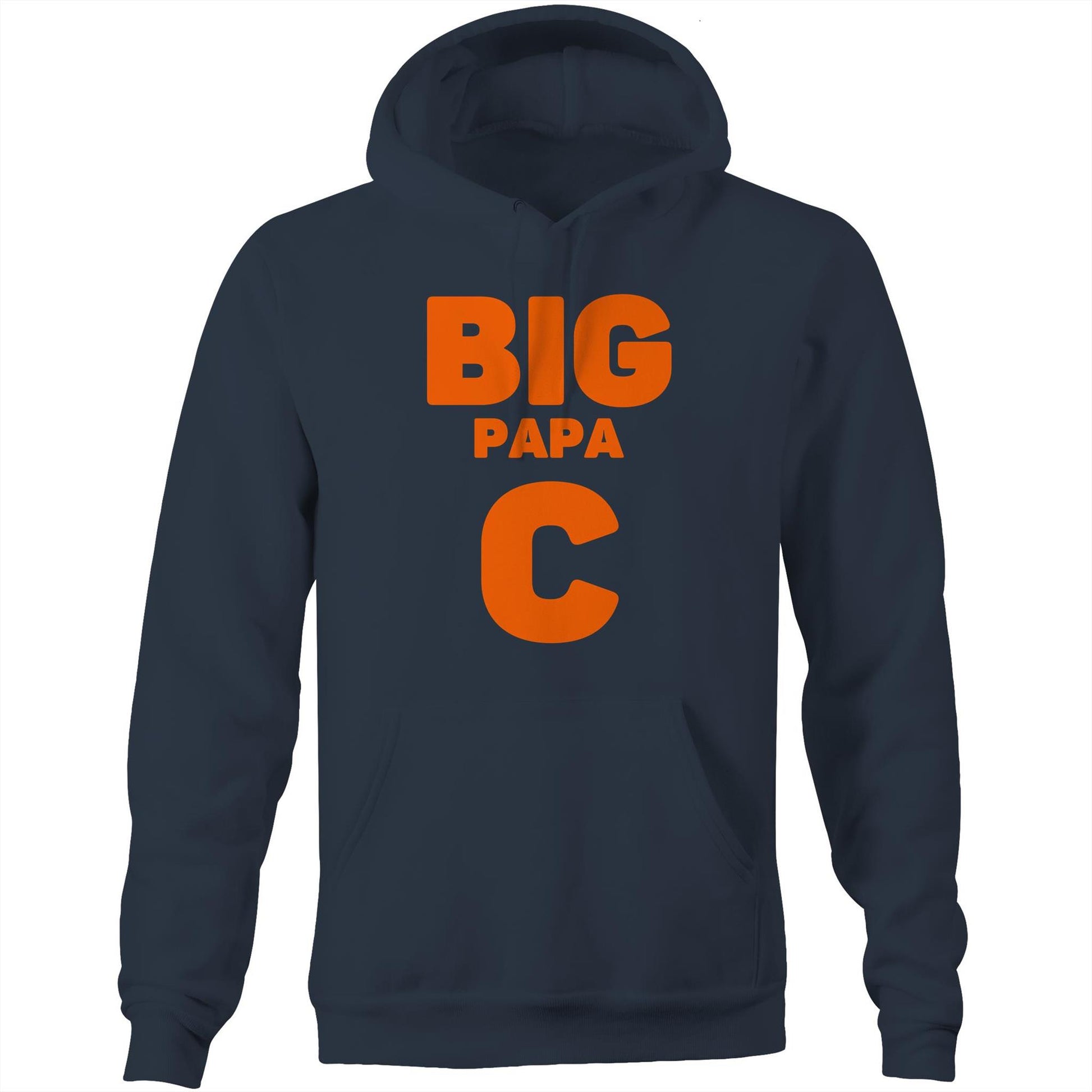 "Big Papa C" Pocket Hoodie Sweatshirt Pullover with Kangaroo Pocket Father's Day Gift - Da Boss Mango AU - Navy