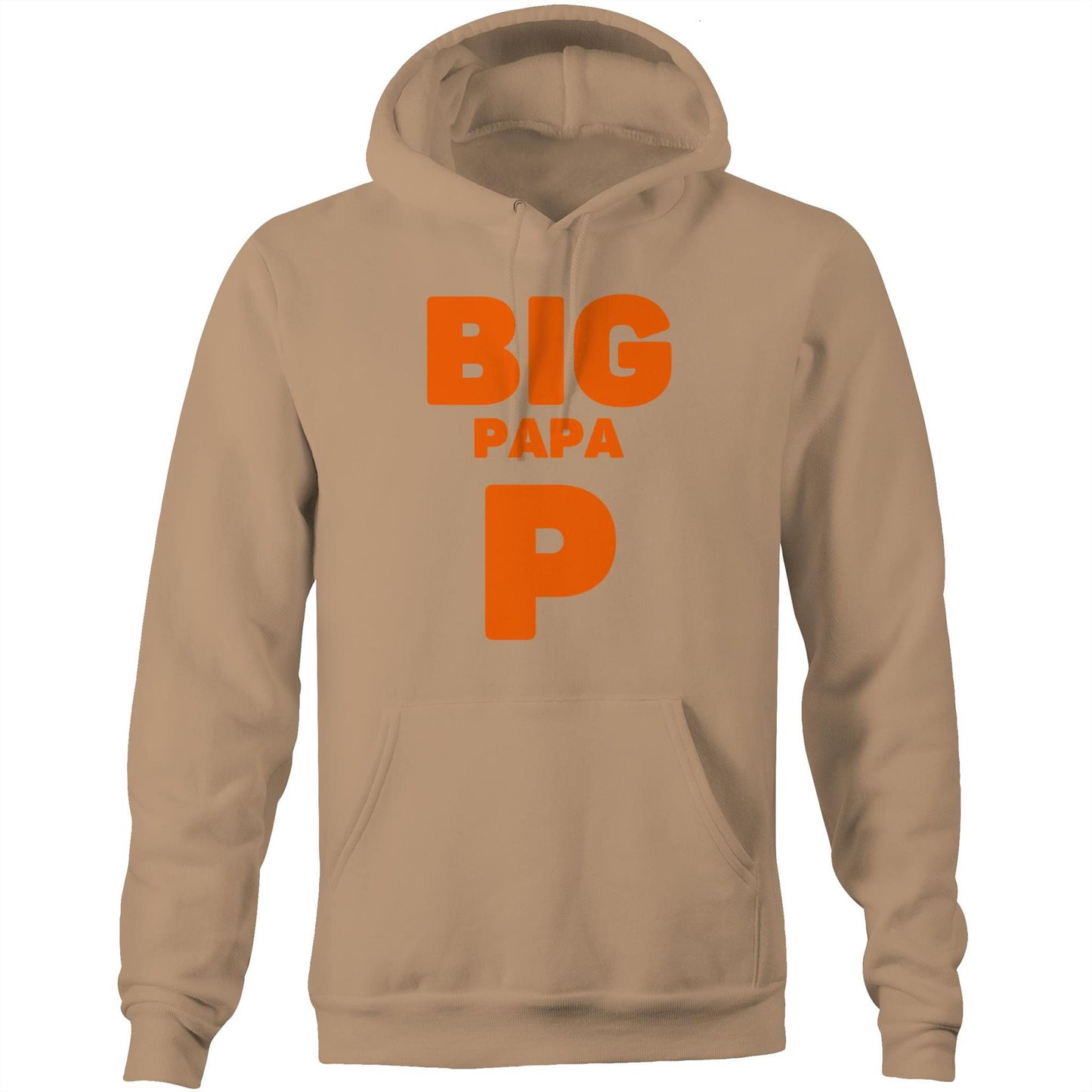 "Big Papa P" Pocket Hoodie Sweatshirt Pullover with Kangaroo Pocket Father's Day Gift for Dad - Da Boss Mango AU - Tan Beige