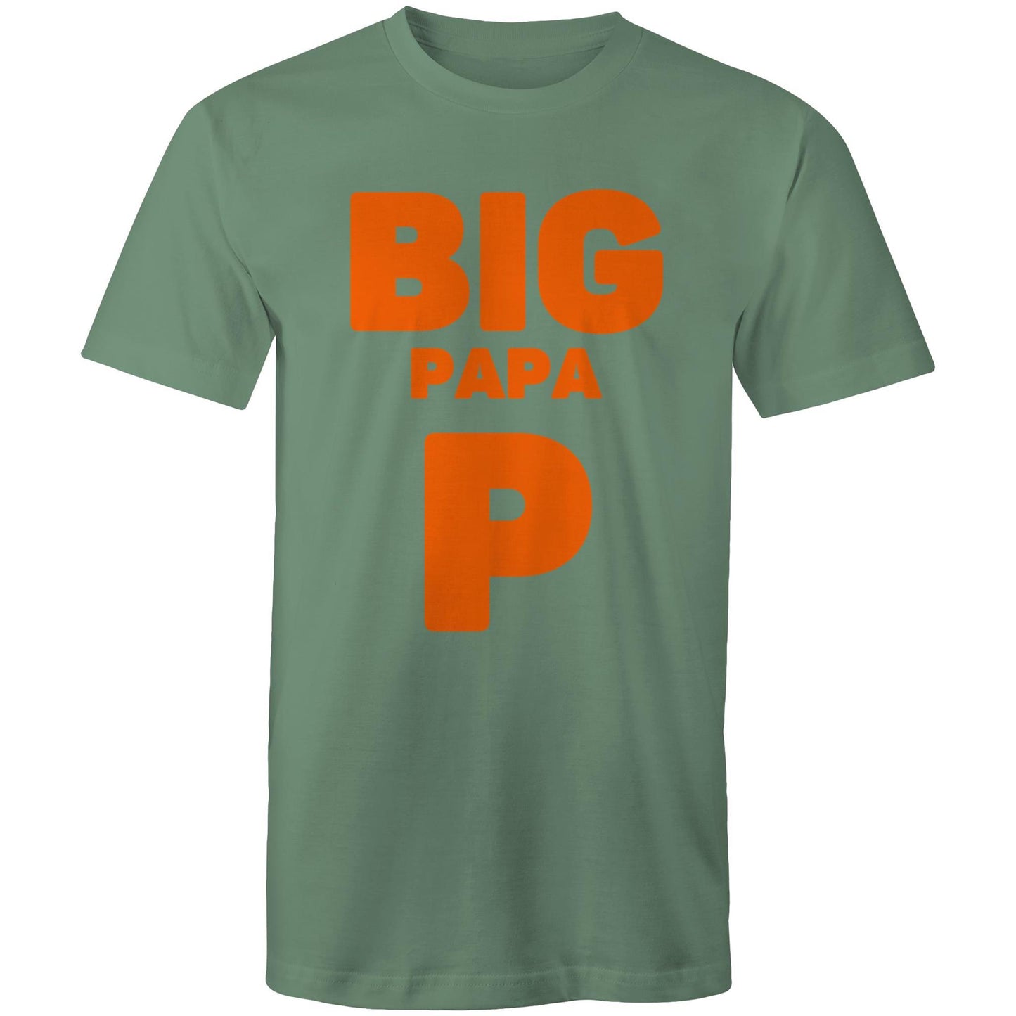 "Big Papa P" Men's Cotton Sage Green T-Shirt in Size S, M, L, XL, XXL, 3XL, 4XL, 5XL, Gift for Dad - Da Boss Mango AU -