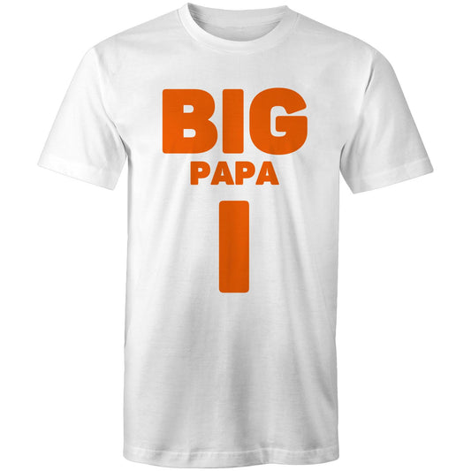 "Big Papa I" Men's Cotton White T-Shirt in Size S, M, L, XL, XXL, 3XL, 4XL, 5XL, Gift for Dad - Da Boss Mango AU -