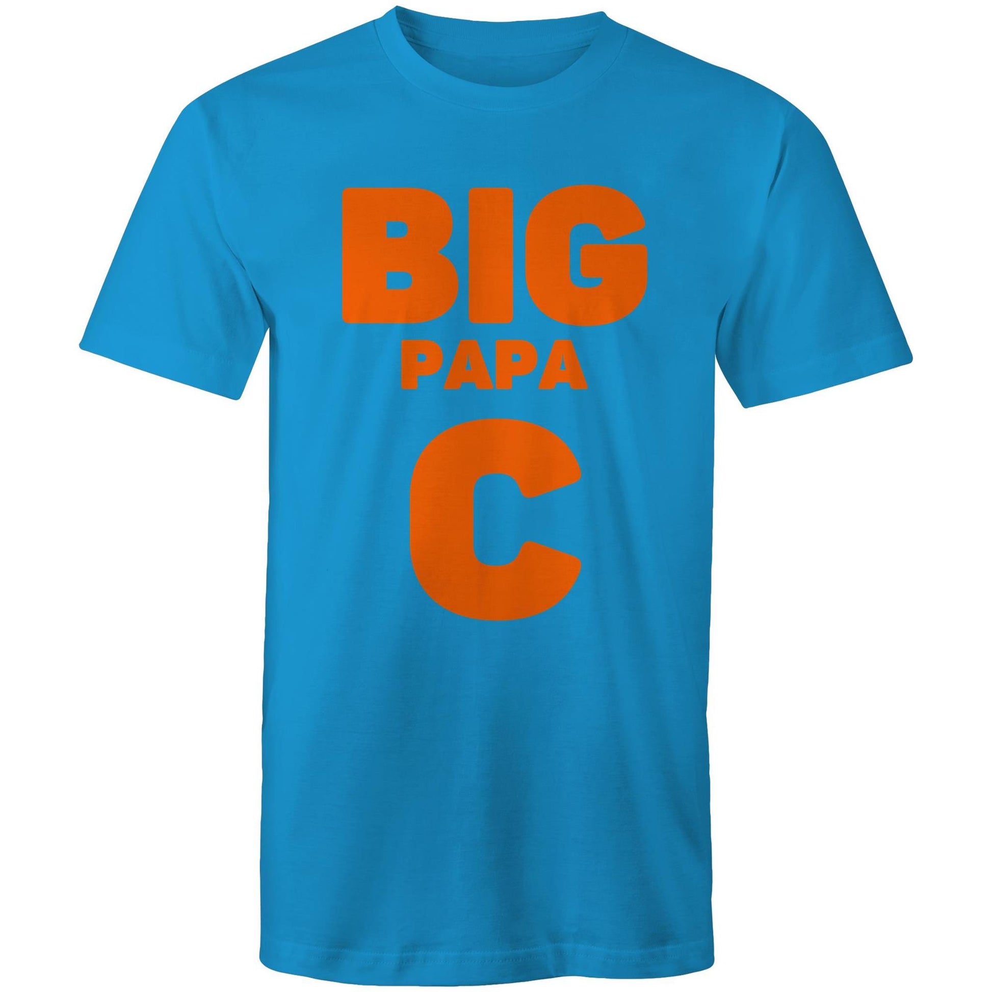 "Big Papa C" Men's Cotton Arctic Blue T-Shirt in Size S, M, L, XL, XXL, 3XL, 4XL, 5XL for Dad - Da Boss Mango - AU