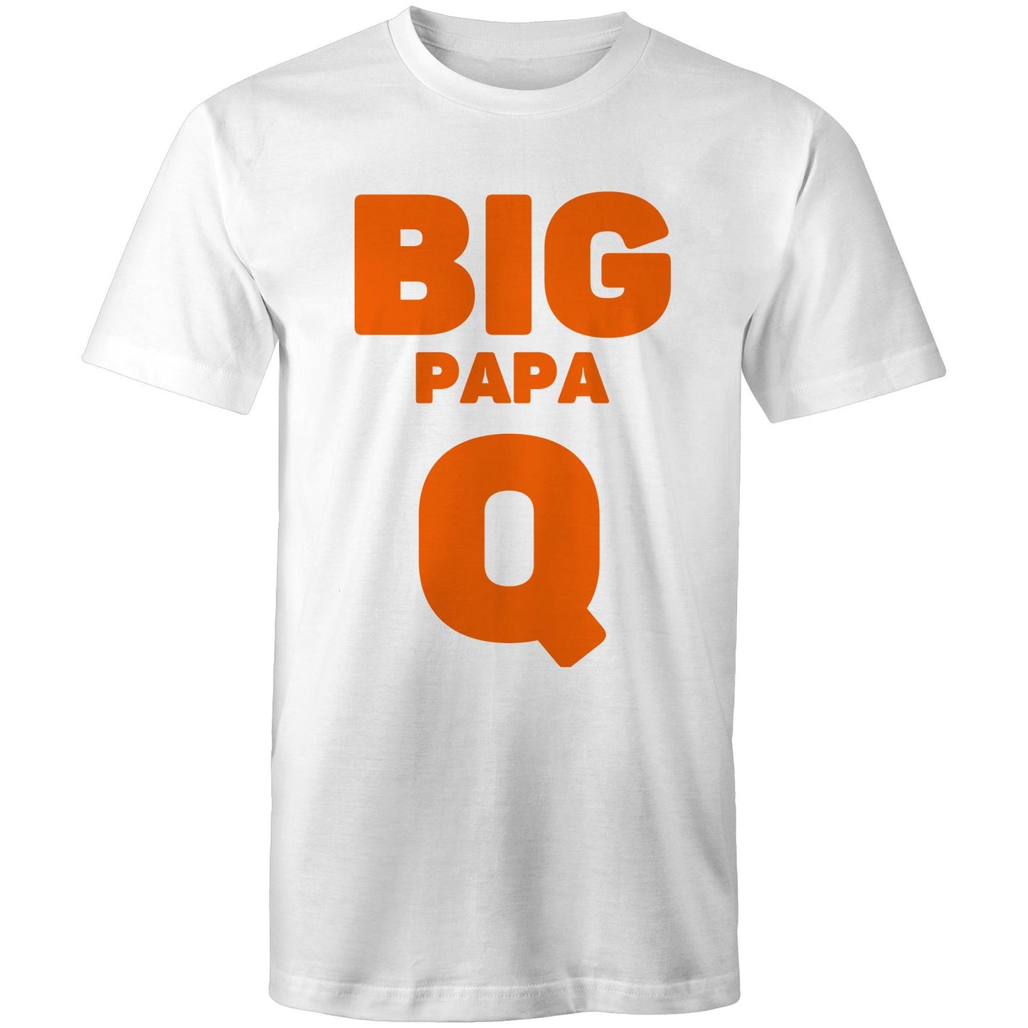 "Big Papa Q" Men's Cotton White T-Shirt in Size S, M, L, XL, XXL, 3XL, 4XL, 5XL, Gift for Dad - Da Boss Mango AU -