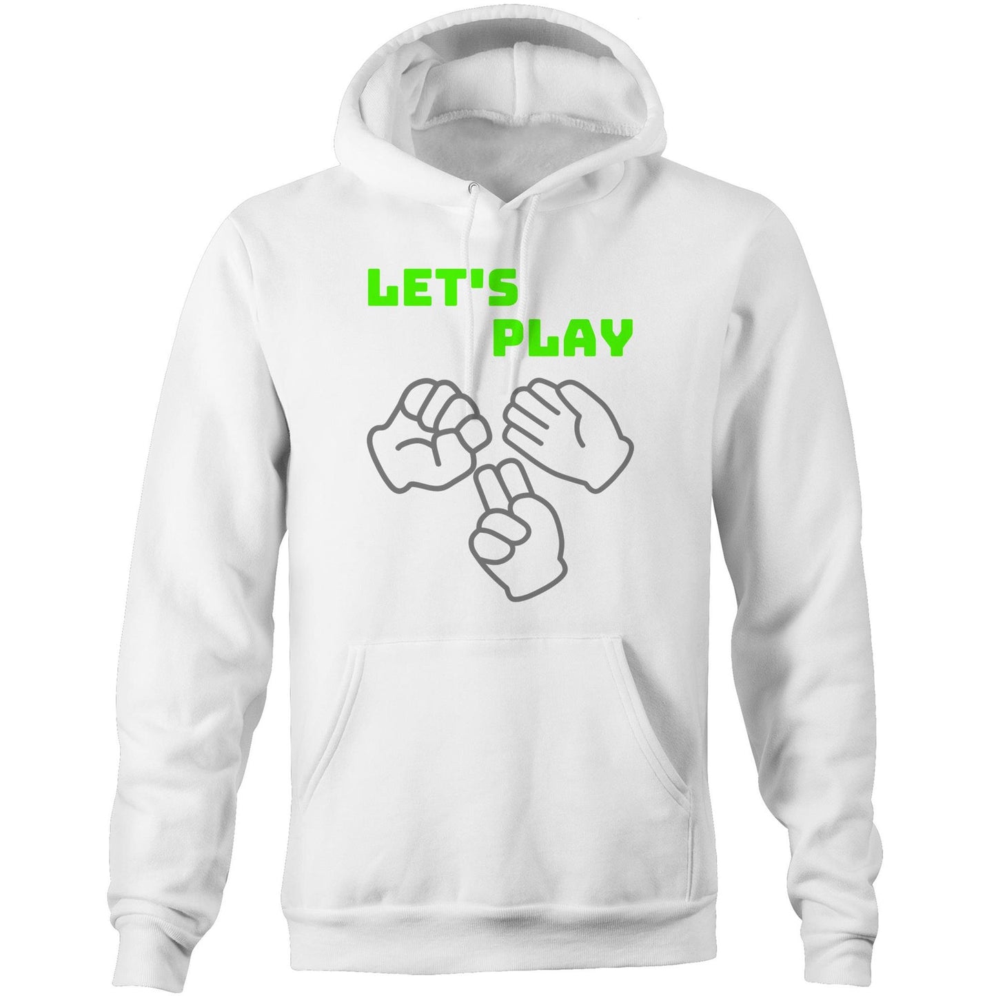 "Let's Play Rock Paper Scissors" Unisex Pocket Hoodie Sweatshirt Pullover for Men and Women - Da Boss Mango AU - White