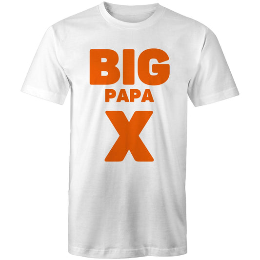 "Big Papa X" Men's Cotton White T-Shirt in Size S, M, L, XL, XXL, 3XL, 4XL, 5XL, Gift for Dad - Da Boss Mango AU -