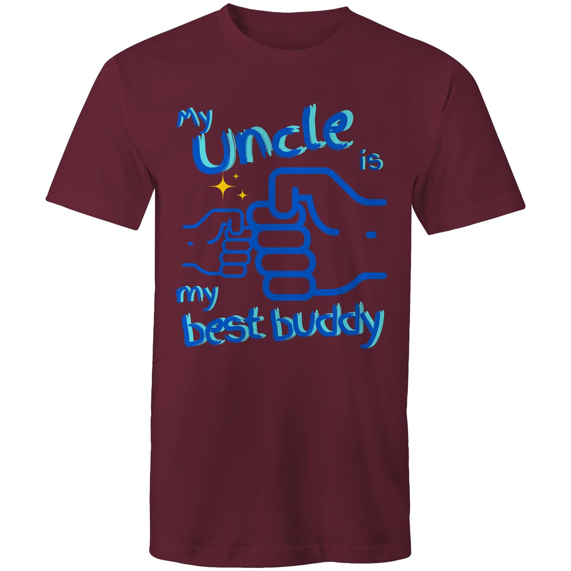 My Uncle is my Best Buddy Men's Cotton T-Shirt - Best Gift for Uncle from Nephew & Niece - Da Boss Mango AU - Burgundy Maroon