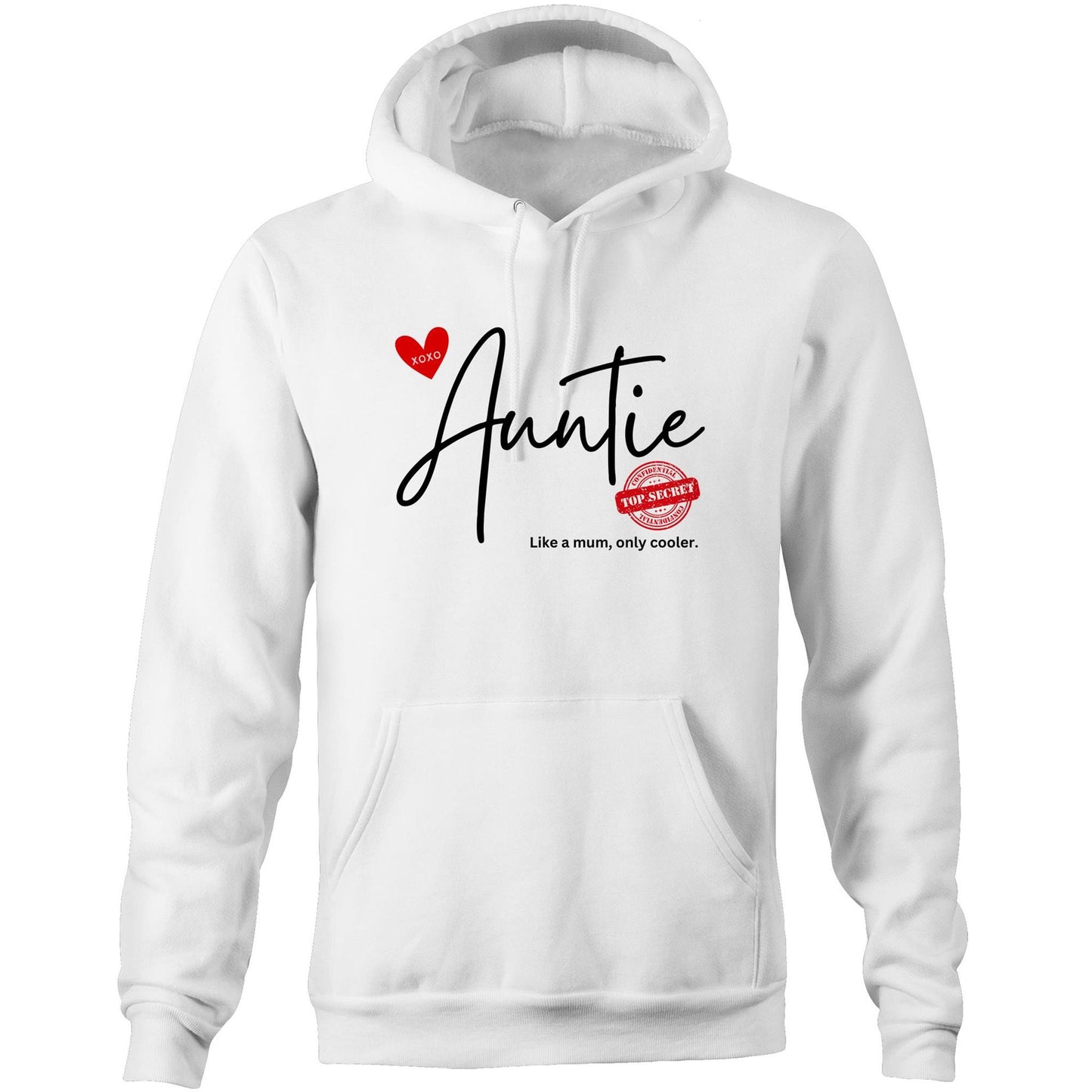 "Auntie - Like a mum, only cooler" Womens Hoodie Sweatshirt - Best Gift for Auntie - Da Boss Mango AU - White