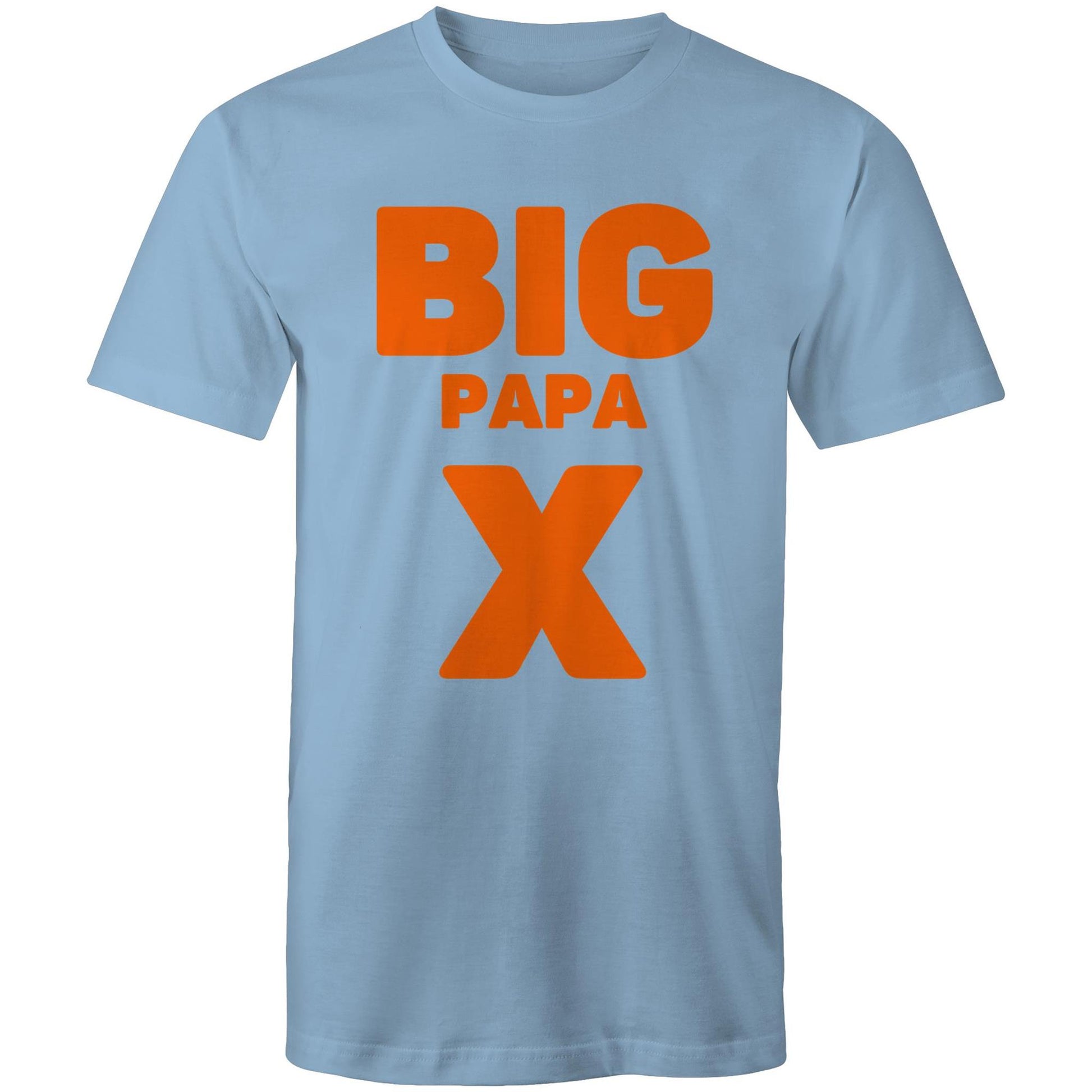 "Big Papa X" Men's Cotton Carolina Blue T-Shirt in Size S, M, L, XL, XXL, 3XL, 4XL, 5XL, Gift for Dad - Da Boss Mango AU -