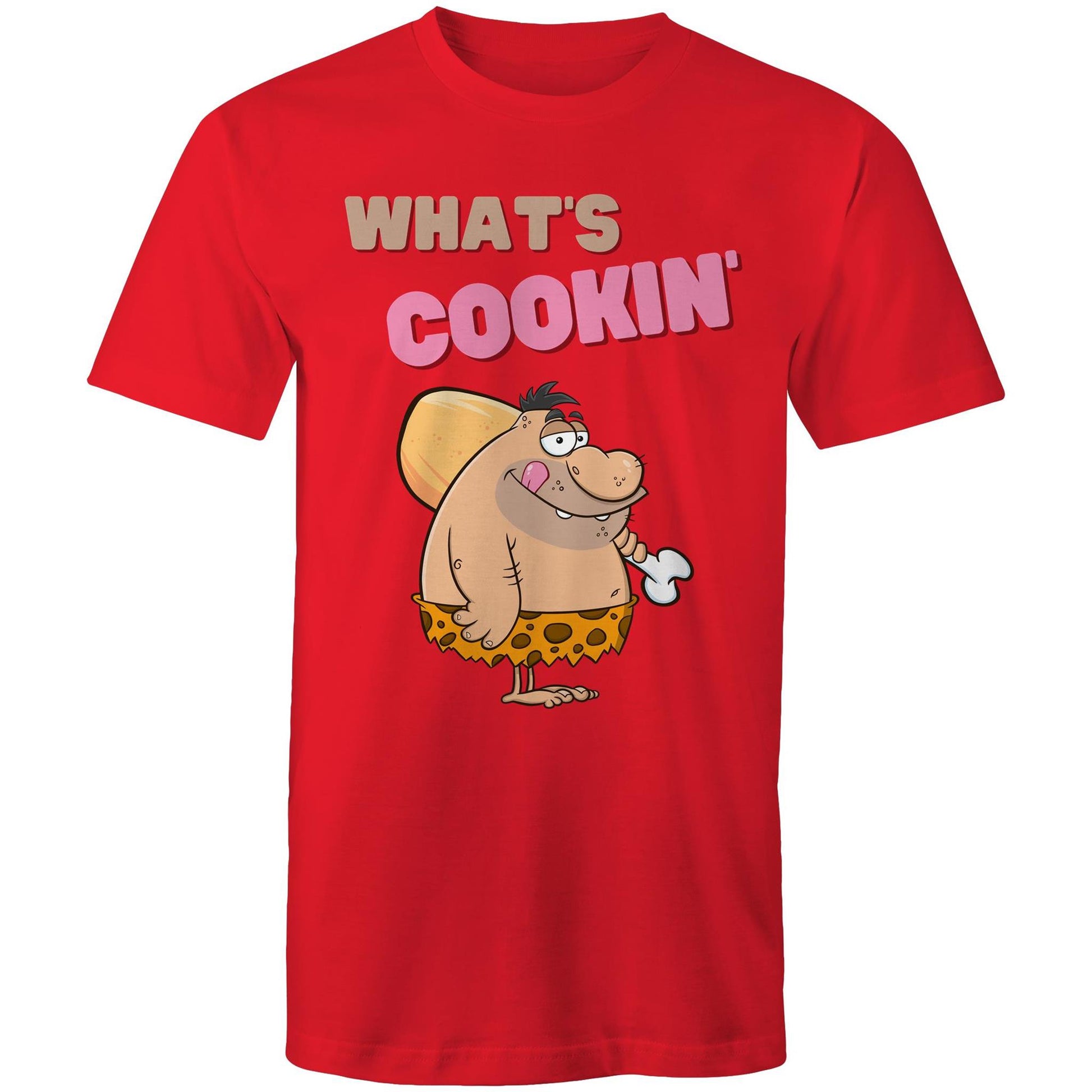 What's Cookin' Humorous Men's Cotton T-Shirt - Plus Size S, M, L, XL, 2XL, 3XL, 4XL, 5XL - Da Boss Mango AU - Red