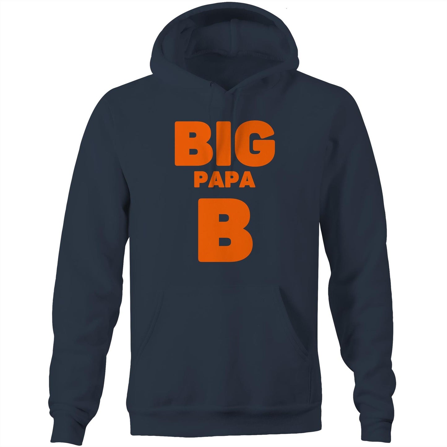 "Big Papa B" Pocket Hoodie Sweatshirt Pullover with Kangaroo Pocket Father's Day Gift - Da Boss Mango AU - Navy