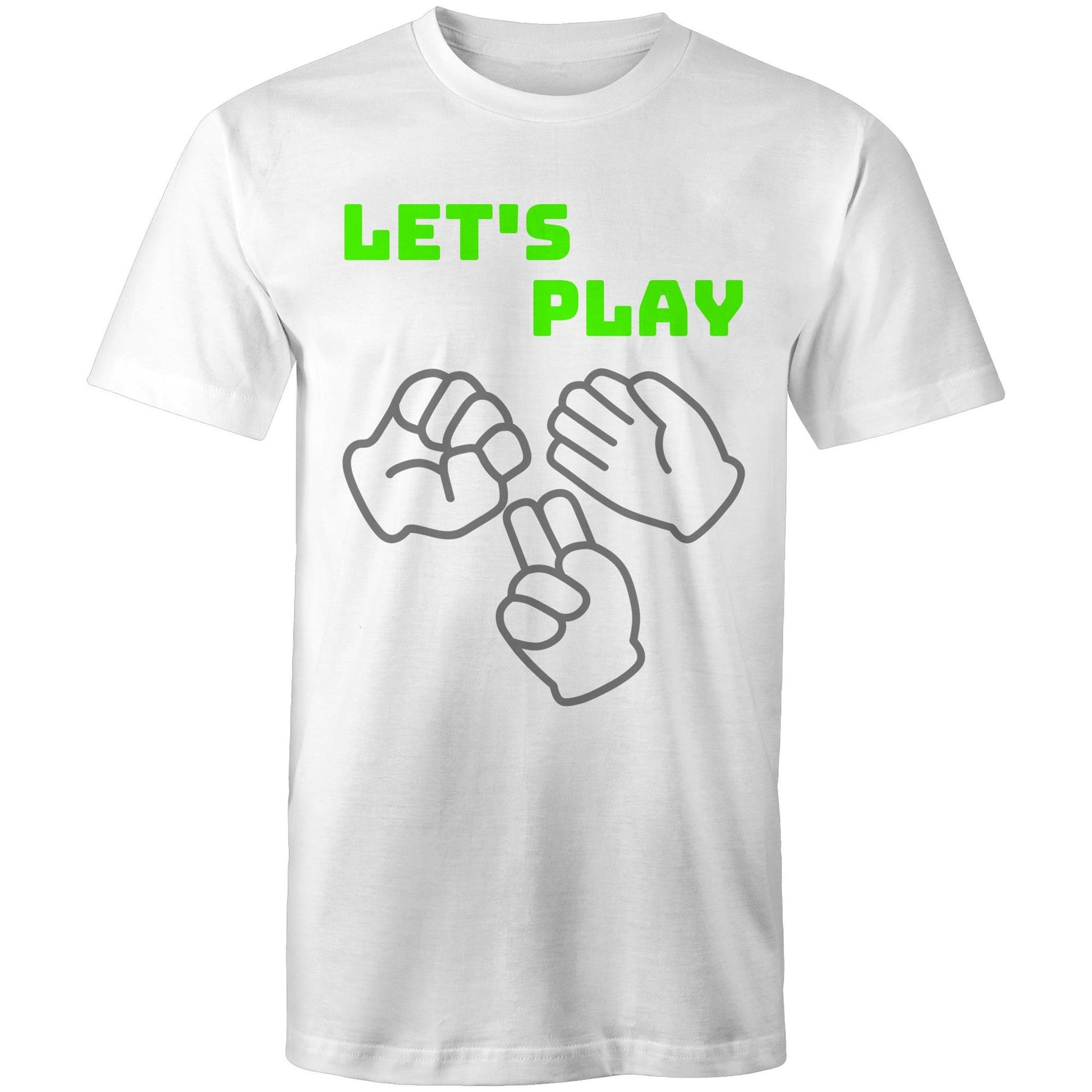 Let's Play Rock Paper Scissors Men's Cotton T-Shirt - Plus Size S, M, L, XL, 2XL, 3XL, 4XL, 5XL - Da Boss Mango AU - White