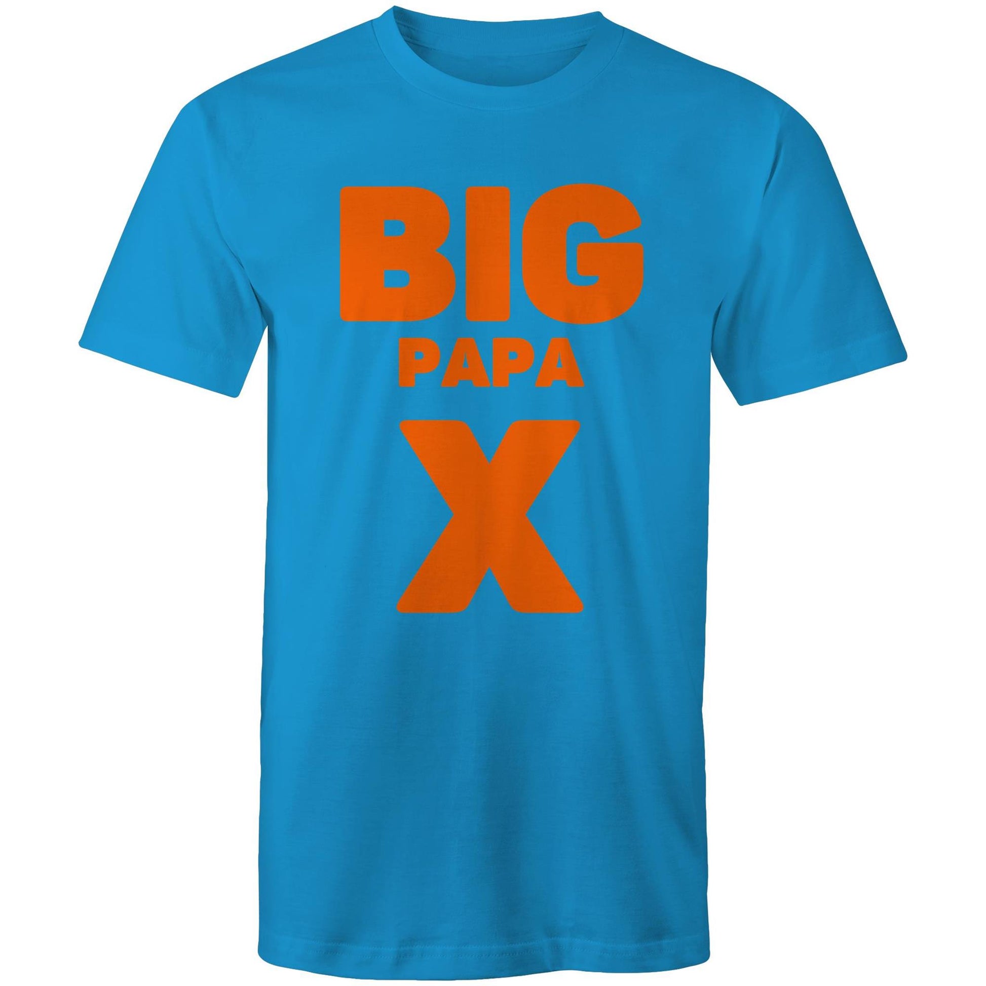 "Big Papa X" Men's Cotton Arctic Blue T-Shirt in Size S, M, L, XL, XXL, 3XL, 4XL, 5XL, Gift for Dad - Da Boss Mango AU -