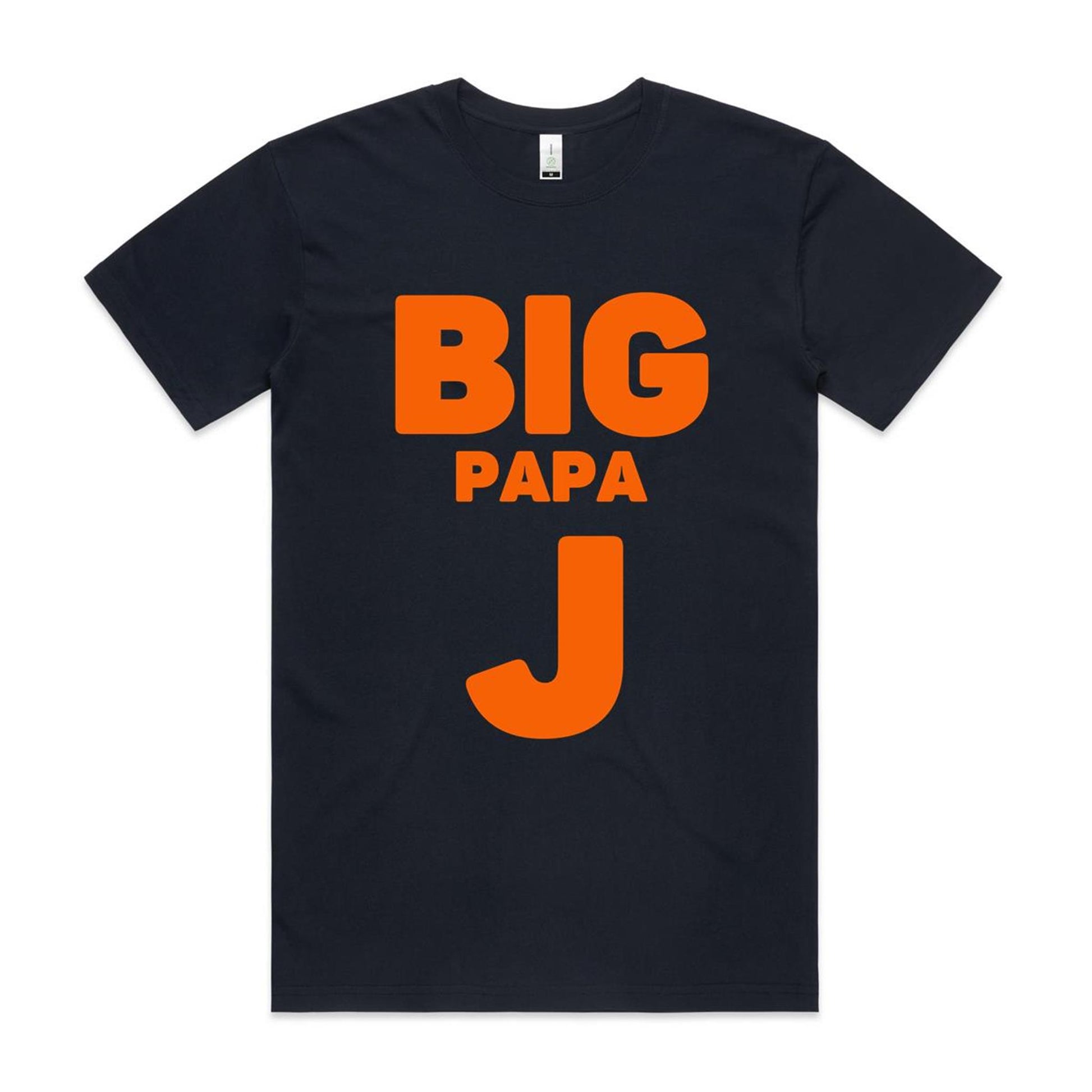 "Big Papa J" Men's GOTS Certified Organic Cotton T-Shirt, Father's Day Birthday Gift for Dad- Da Boss Mango AU - Navy