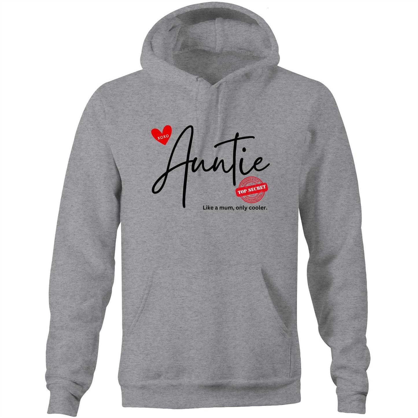 "Auntie - Like a mum, only cooler" Womens Hoodie Sweatshirt - Best Gift for Auntie - Da Boss Mango AU - Grey Marle