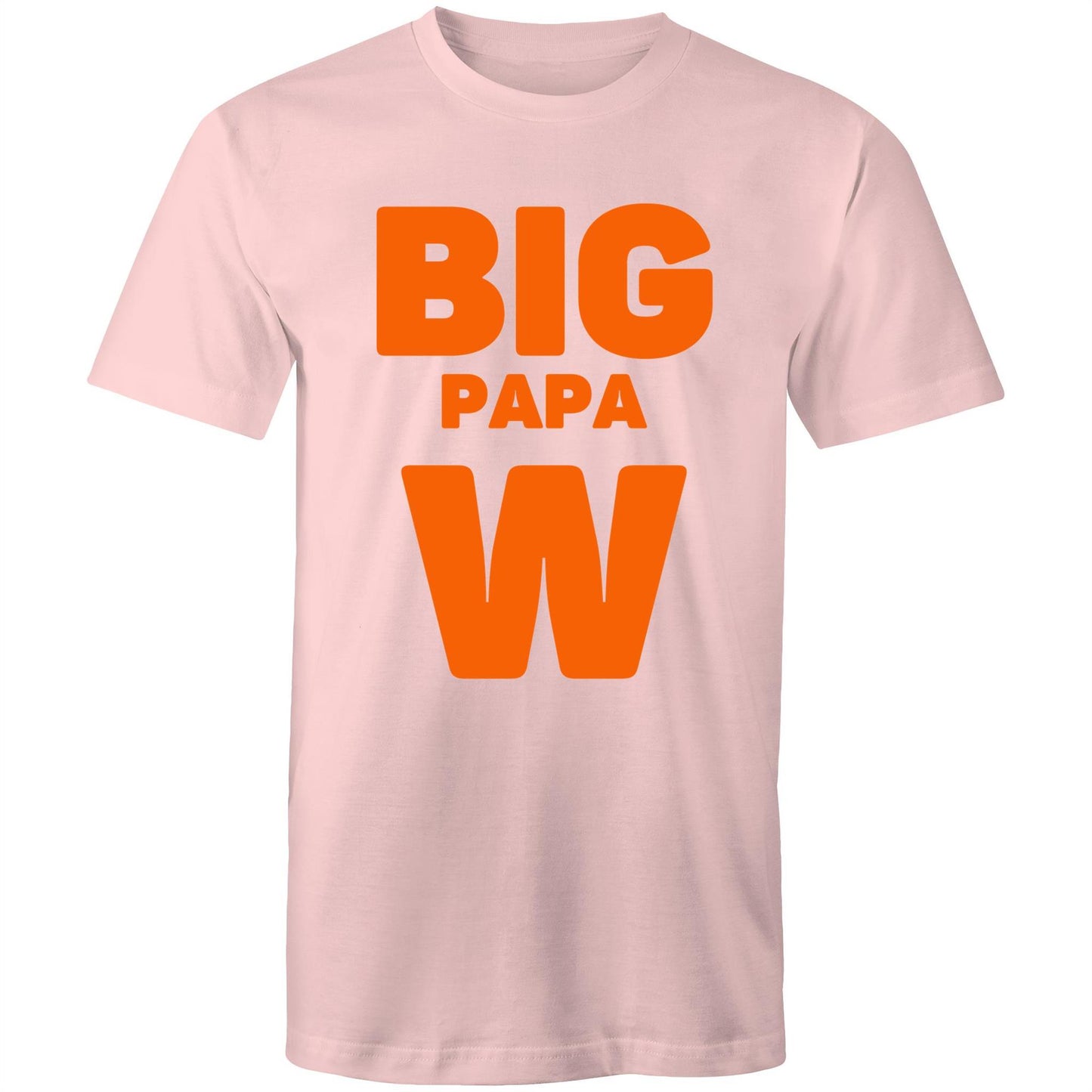 "Big Papa W" Men's Cotton Pink T-Shirt in Size S, M, L, XL, XXL, 3XL, 4XL, 5XL, Gift for Dad - Da Boss Mango AU -