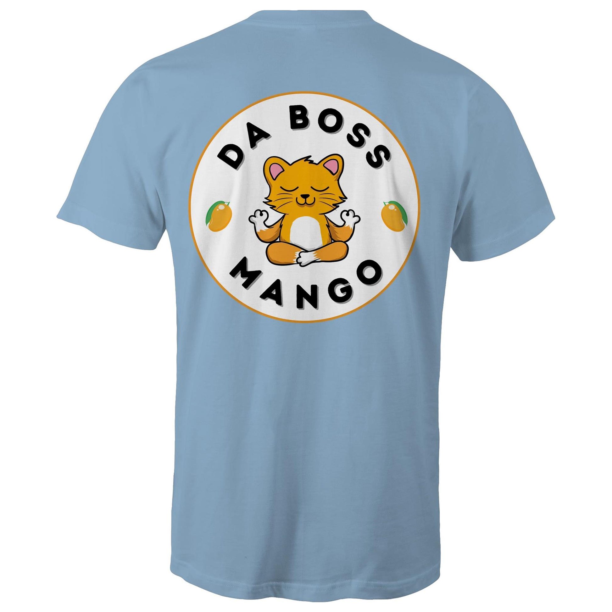 Da Boss Mango Men's Cotton T-Shirt with Logo on back - Da Boss Mango AU - Carolina Blue