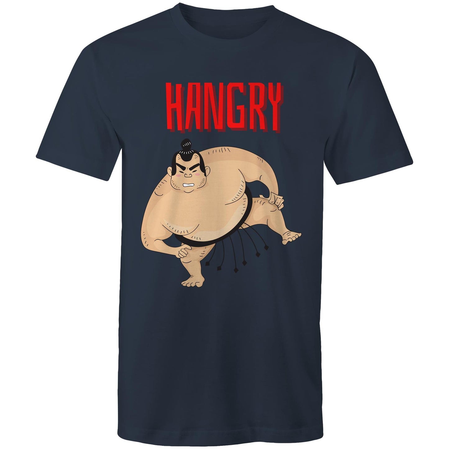 Hangry Men's Cotton T-Shirt - Funny Top - Plus Size S. M. L. XL. 2XL, 3XL, 4XL, 5XL - Da Boss Mango AU - Navy