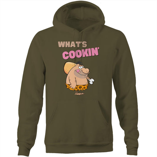 What's Cookin' Funny Unisex Pocket Hoodie Sweatshirt Pullover for Men and Women Wear Together - Da Boss Mango AU - Army Green