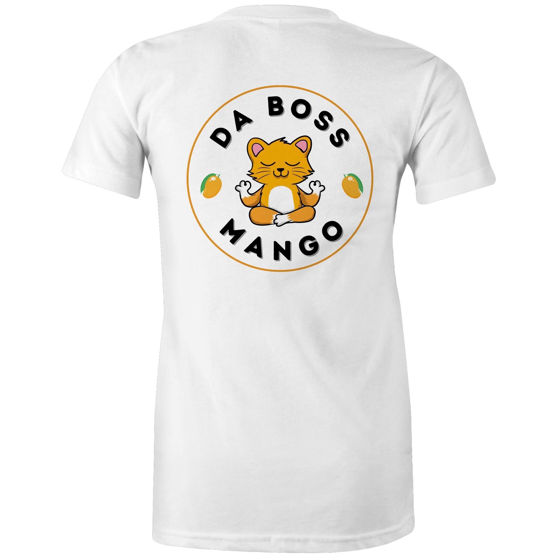 Da Boss Mango Women's Cotton T-Shirt Logo on Back - Da Boss Mango AU - White