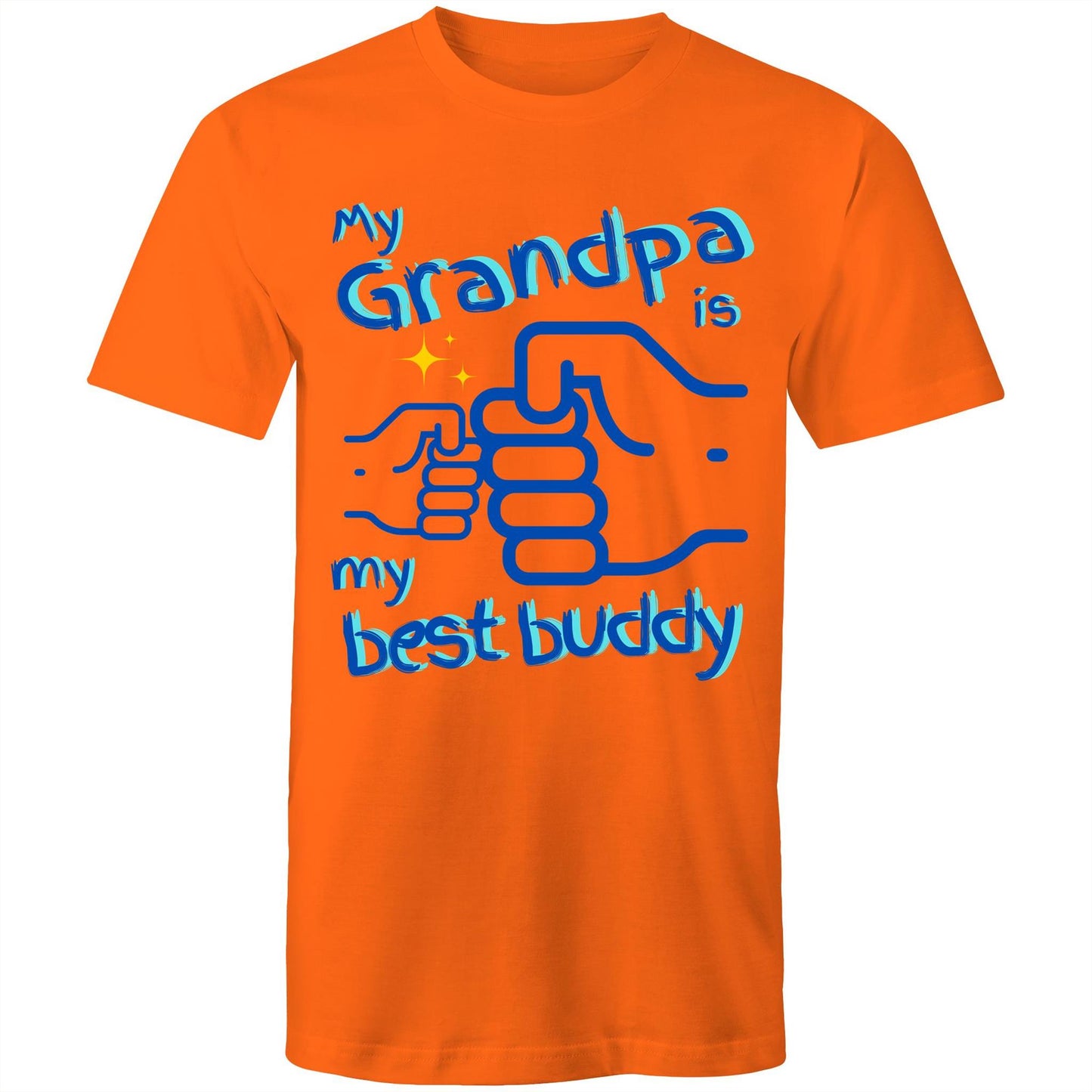 My Grandpa is My Best Buddy Men's Cotton T-Shirt - Best Gift for Grandpa from Grandson - Da Boss Mango AU - Orange