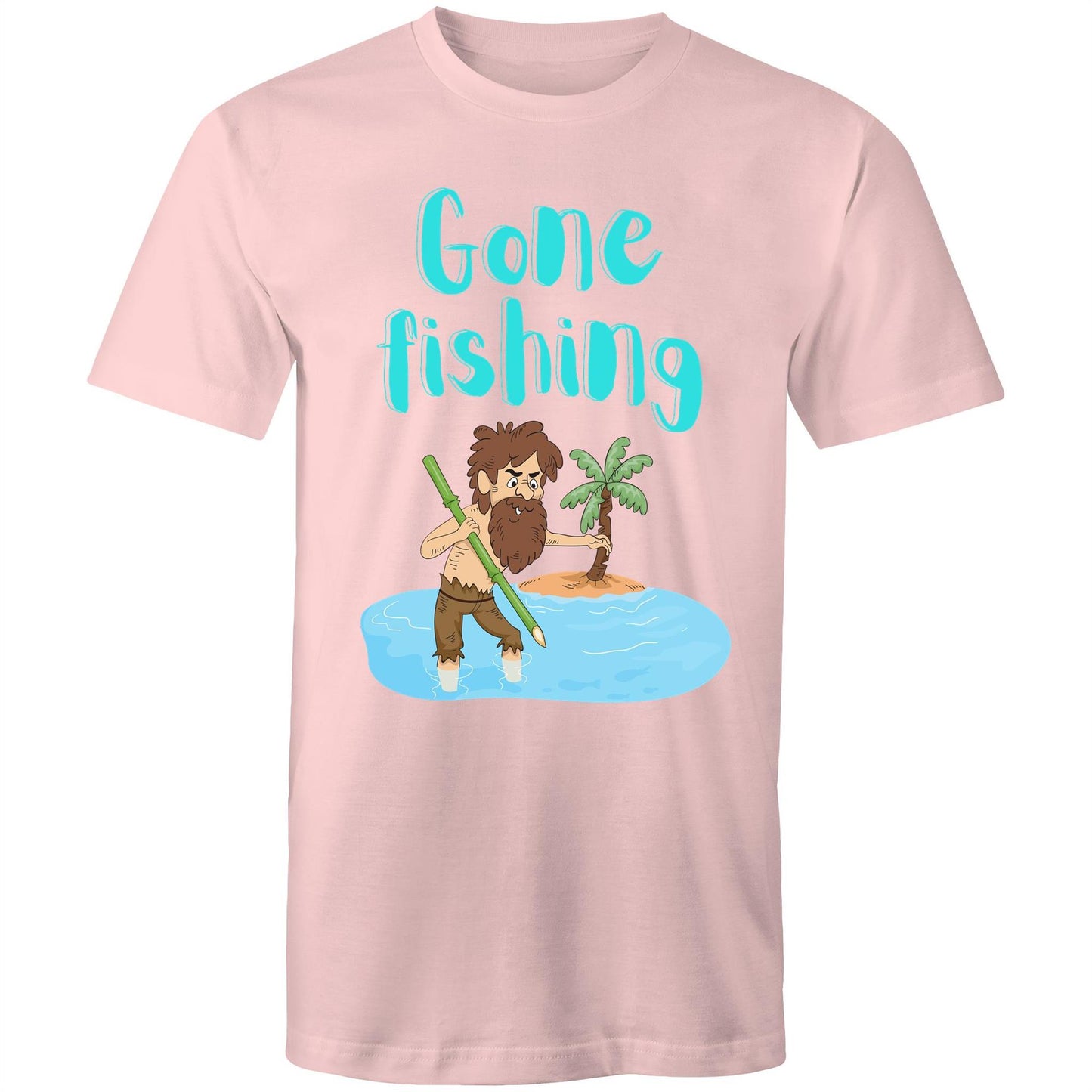 Gone Fishing Men's Cotton T-Shirt - Plus Size S, M, L, XL, 2XL, 3XL, 4XL, 5XL - Da Boss Mango AU - Pink