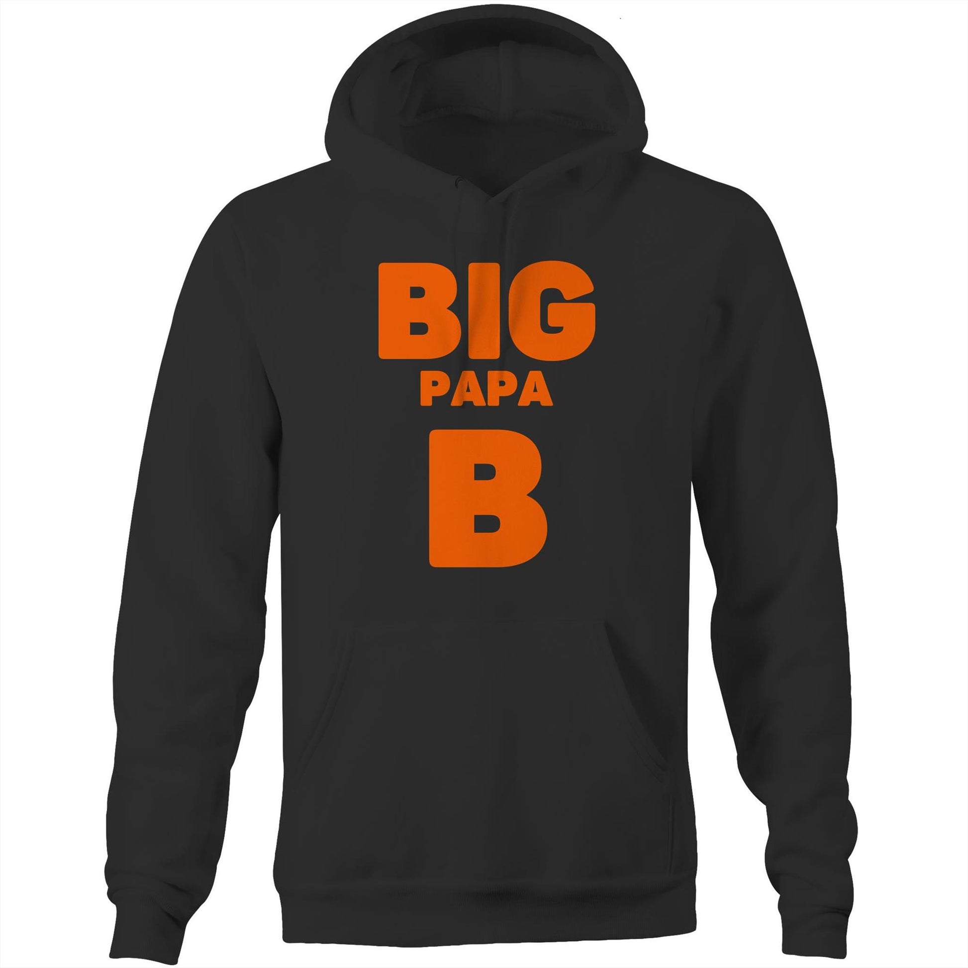 "Big Papa B" Pocket Hoodie Sweatshirt Pullover with Kangaroo Pocket Father's Day Gift - Da Boss Mango AU - Black