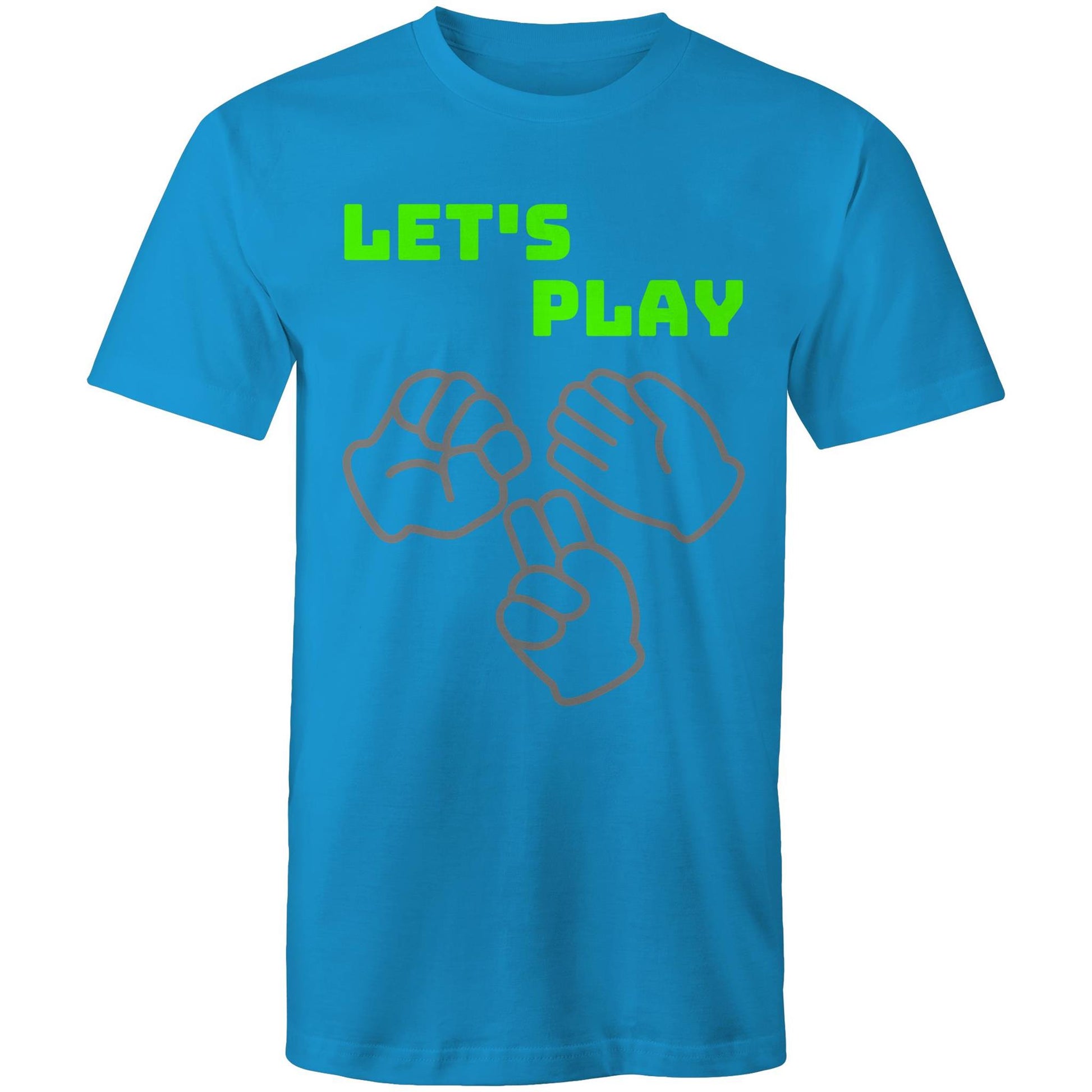 Let's Play Rock Paper Scissors Men's Cotton T-Shirt - Size S, M, L, XL, 2XL, 3XL, 4XL, 5XL - Da Boss Mango AU - Arctic Blue