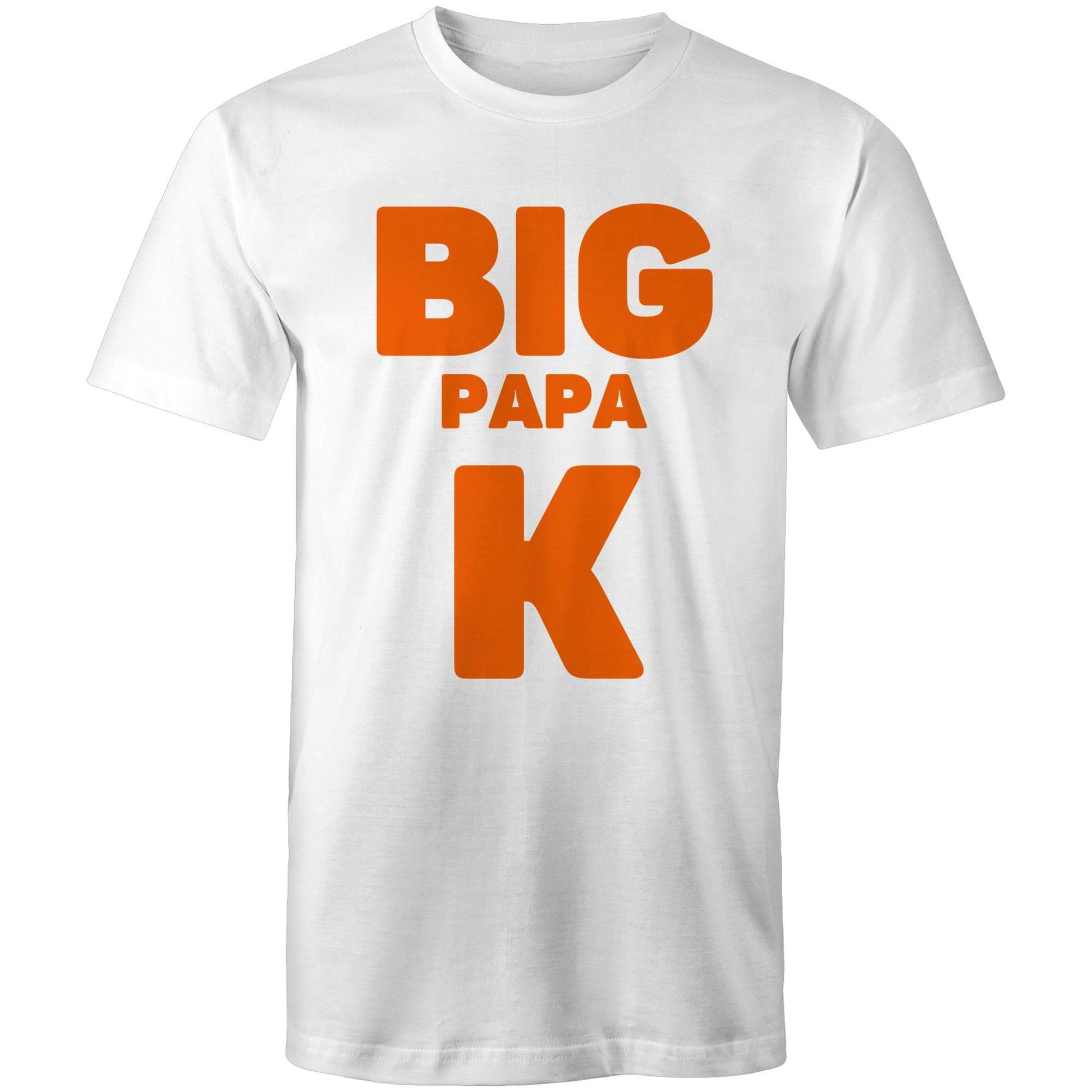 "Big Papa K" Men's Cotton White T-Shirt in Size S, M, L, XL, XXL, 3XL, 4XL, 5XL, Gift for Dad - Da Boss Mango AU -