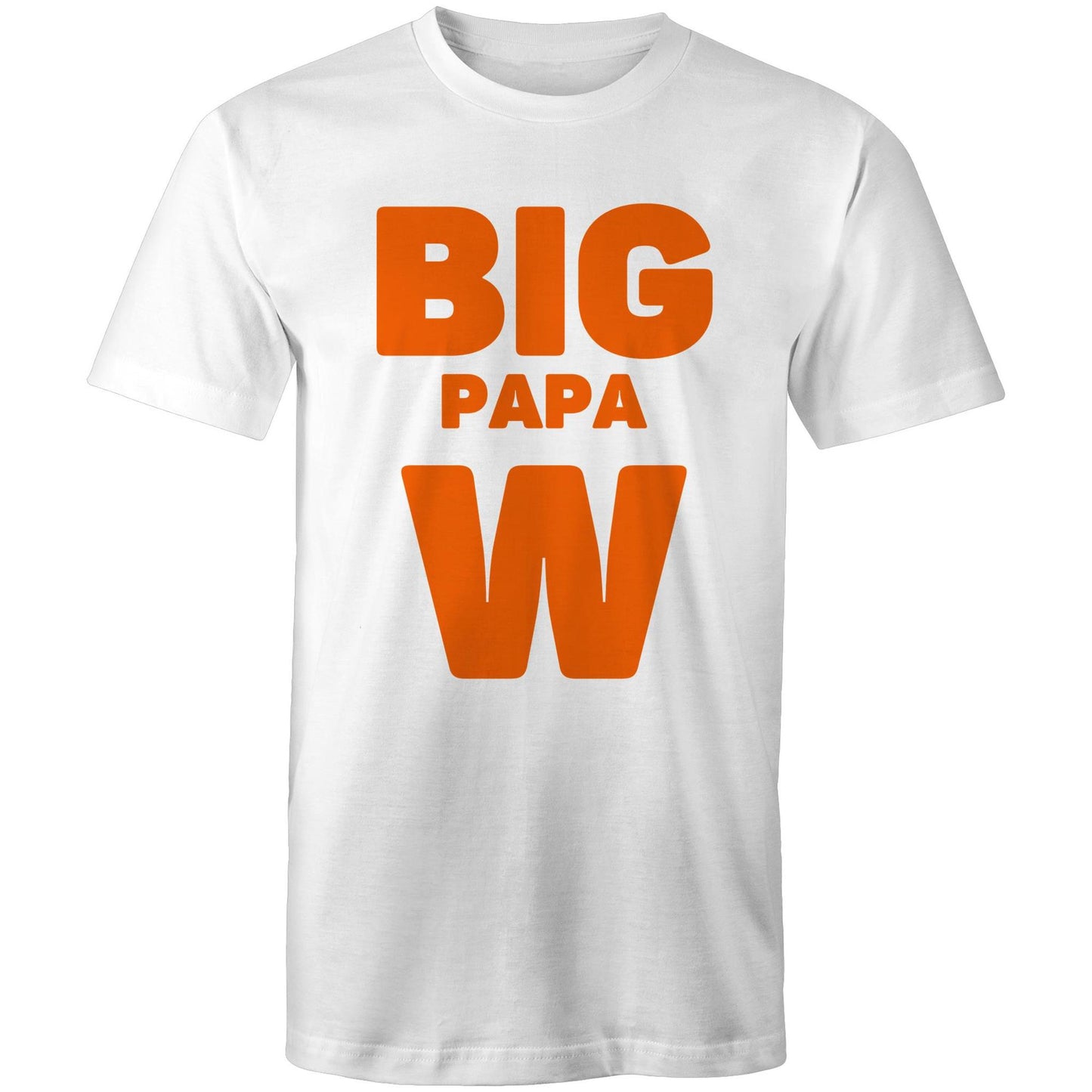 "Big Papa W" Men's Cotton White T-Shirt in Size S, M, L, XL, XXL, 3XL, 4XL, 5XL, Gift for Dad - Da Boss Mango AU -