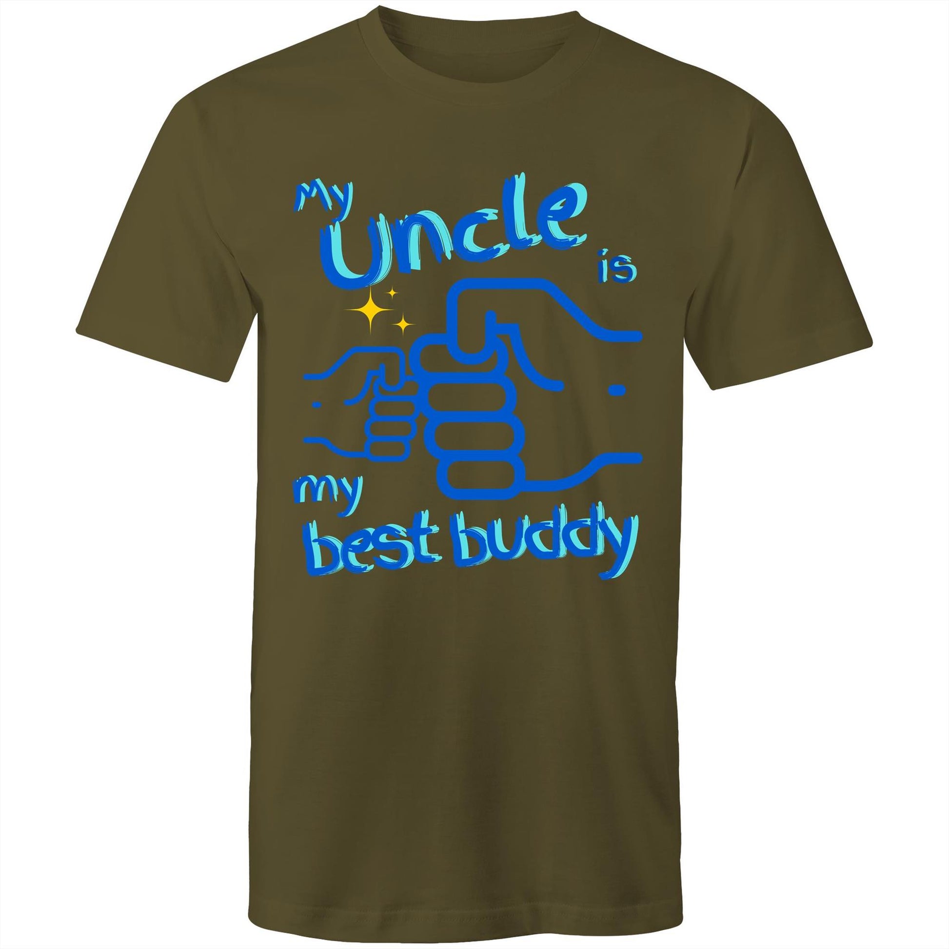 My Uncle is my Best Buddy Men's Cotton T-Shirt - Best Gift for Uncles from Nephews and Nieces - Da Boss Mango AU - Army Green