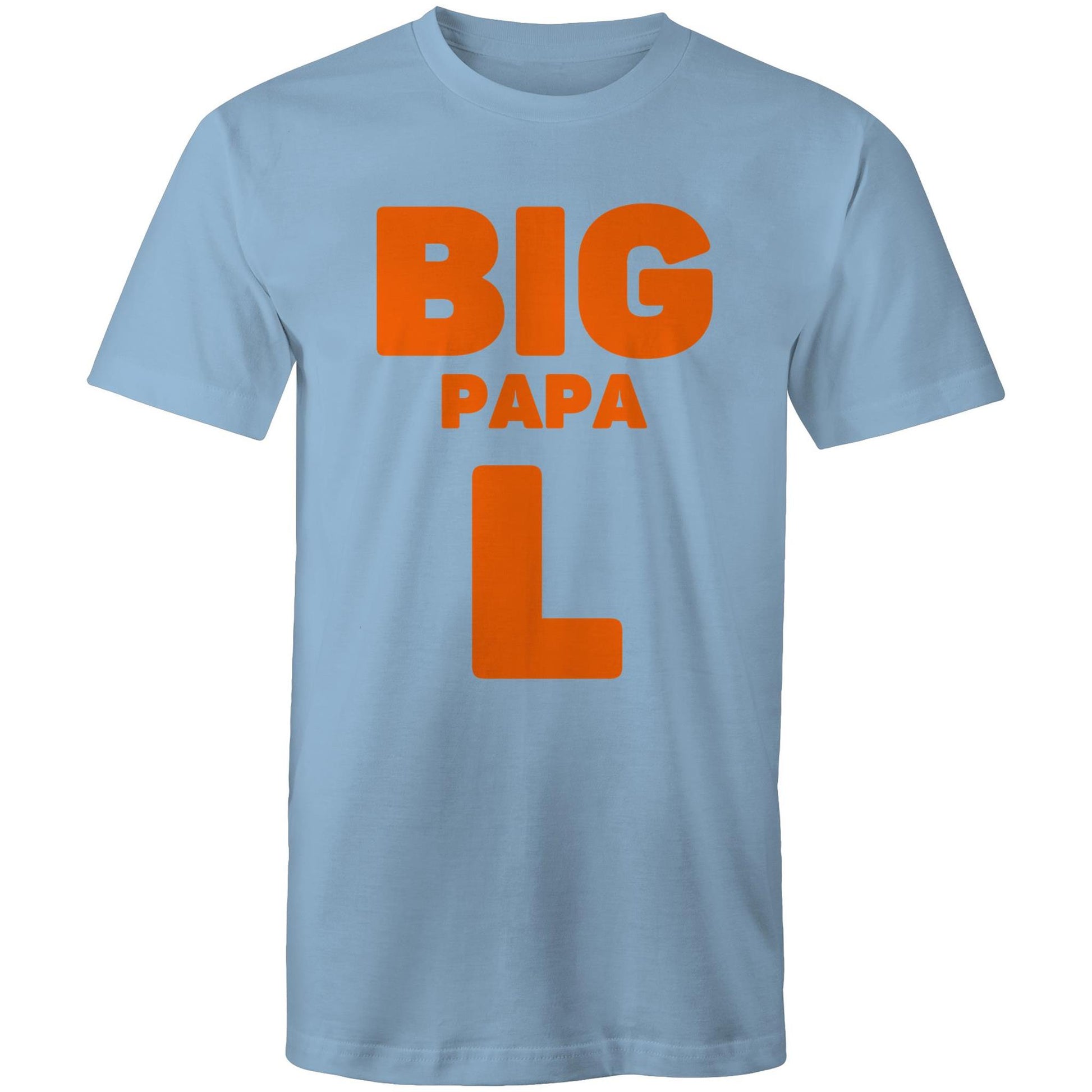 "Big Papa L" Men's Cotton Carolina Blue T-Shirt in Size S, M, L, XL, XXL, 3XL, 4XL, 5XL, Gift for Dad - Da Boss Mango AU -