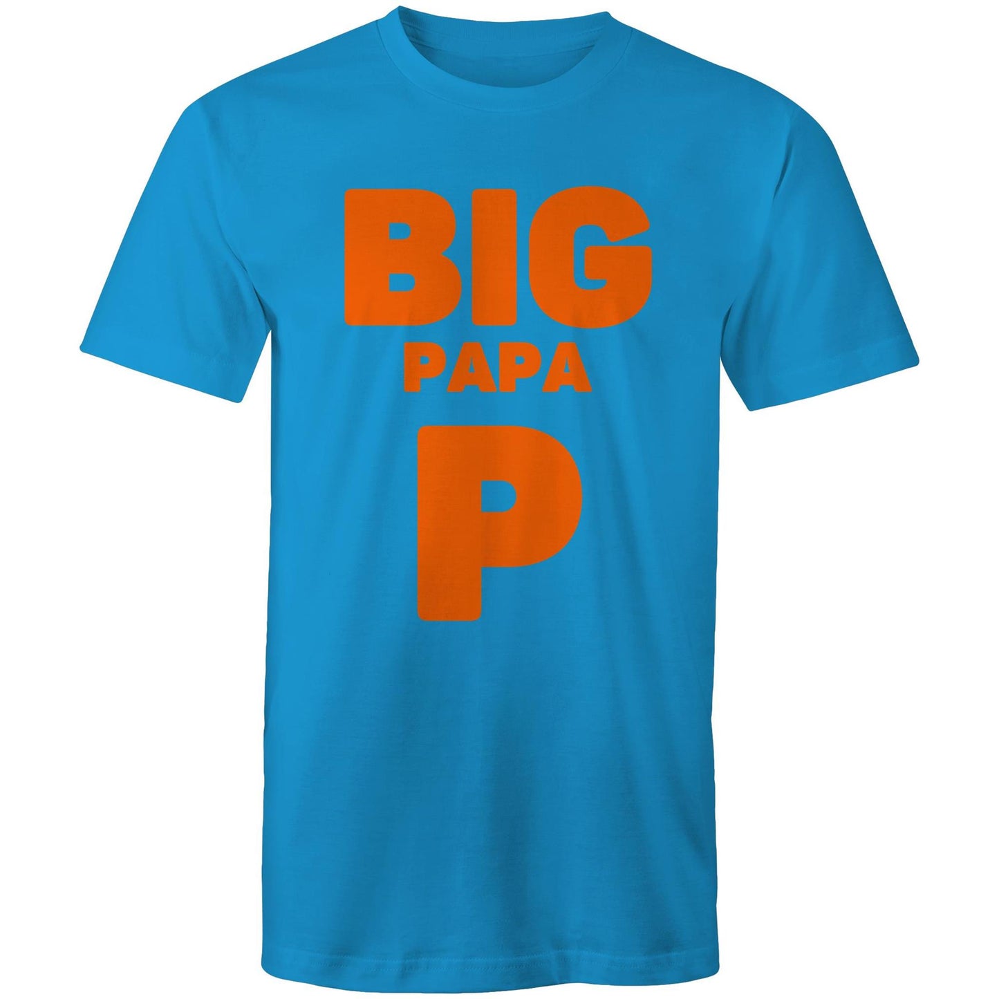 "Big Papa P" Men's Cotton Arctic Blue T-Shirt in Size S, M, L, XL, XXL, 3XL, 4XL, 5XL, Gift for Dad - Da Boss Mango AU -