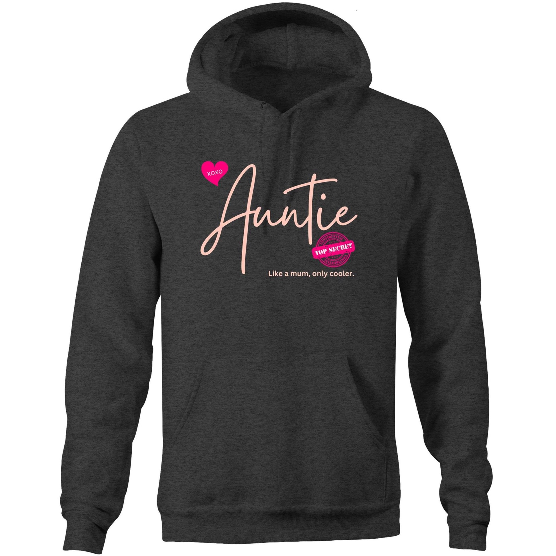 "Auntie - Like a mum, only cooler" Womens Hoodie Sweatshirt - Best Gift for Auntie - Da Boss Mango AU - Asphalt Grey Marle