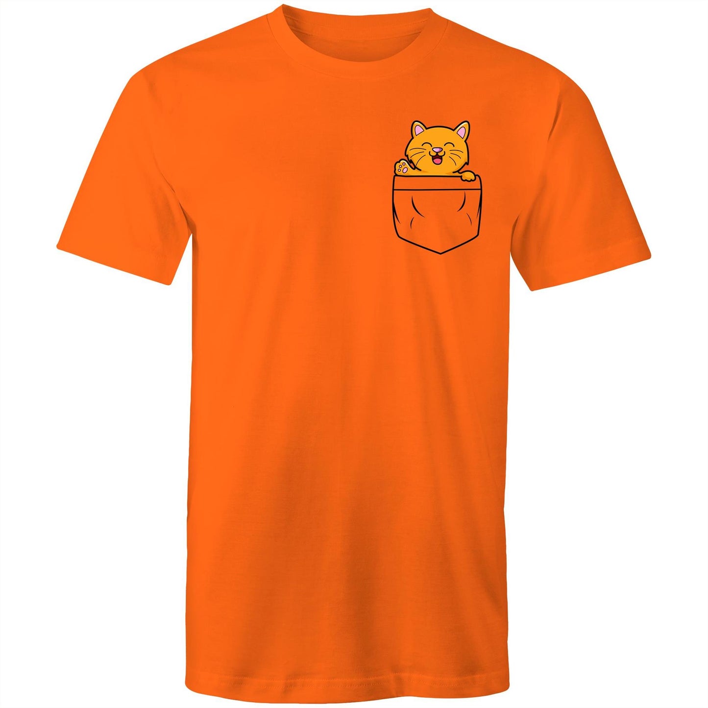 Kitten Mini Mango in a Pocket Men's Cotton T-Shirt - Da Boss Mango AU - Orange