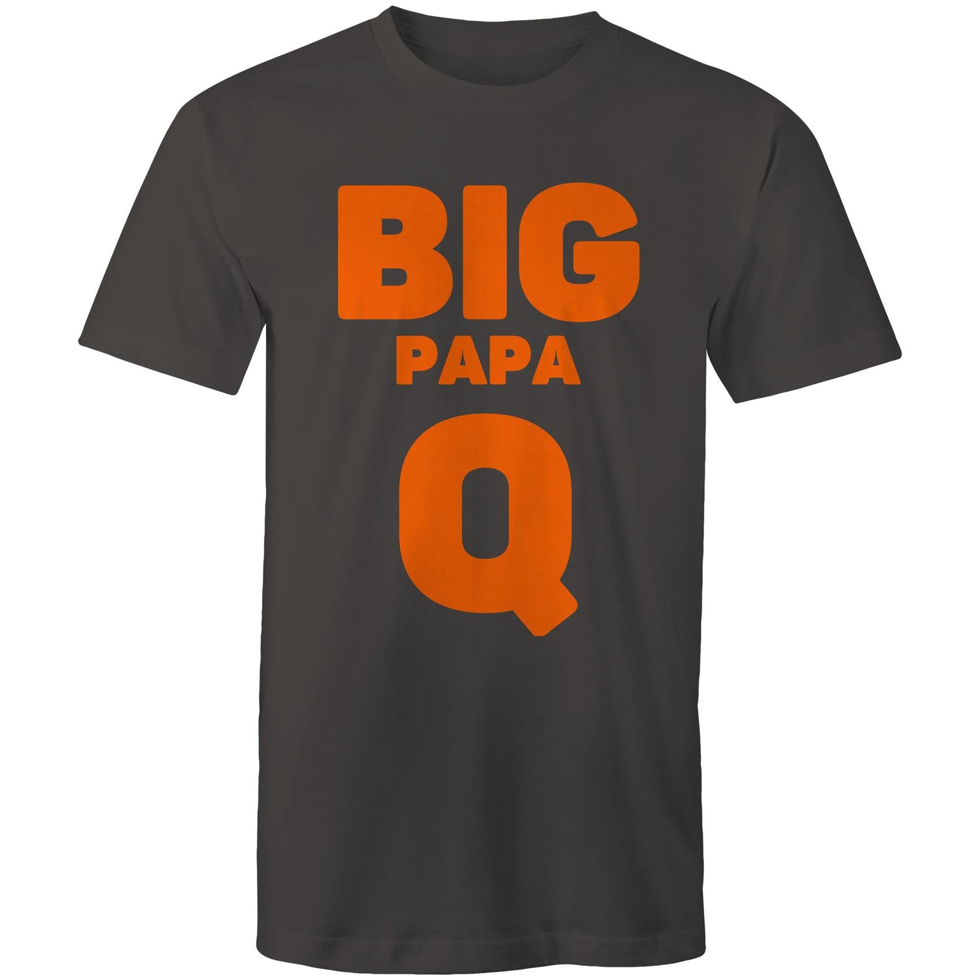 "Big Papa Q" Men's Cotton Charcoal Grey T-Shirt in Size S, M, L, XL, XXL, 3XL, 4XL, 5XL, Gift for Dad - Da Boss Mango AU -