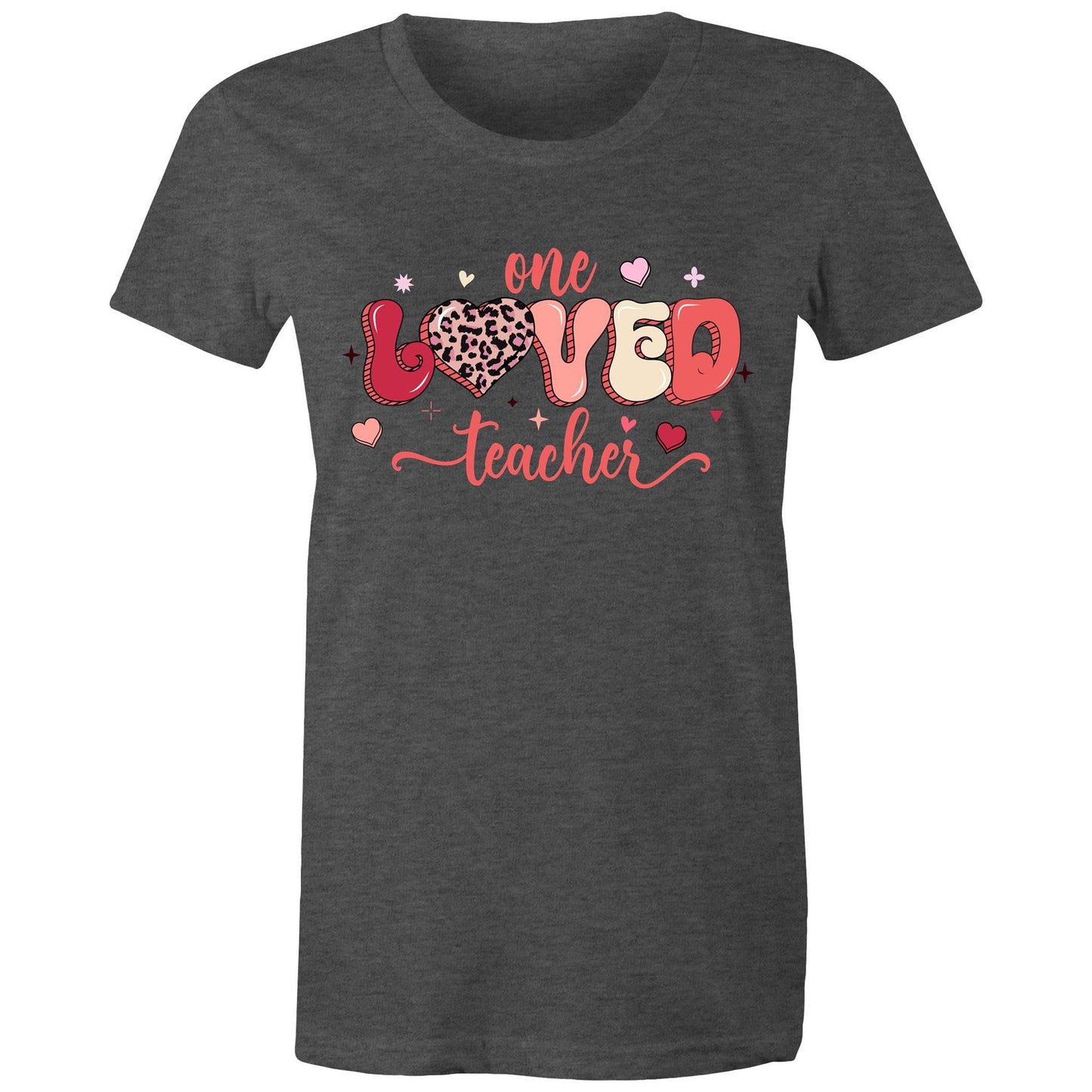 One Loved Teacher - Women's T-Shirt - Lovely Gift for Teachers - Da Boss Mango AU - Asphalt Dark Grey Marle