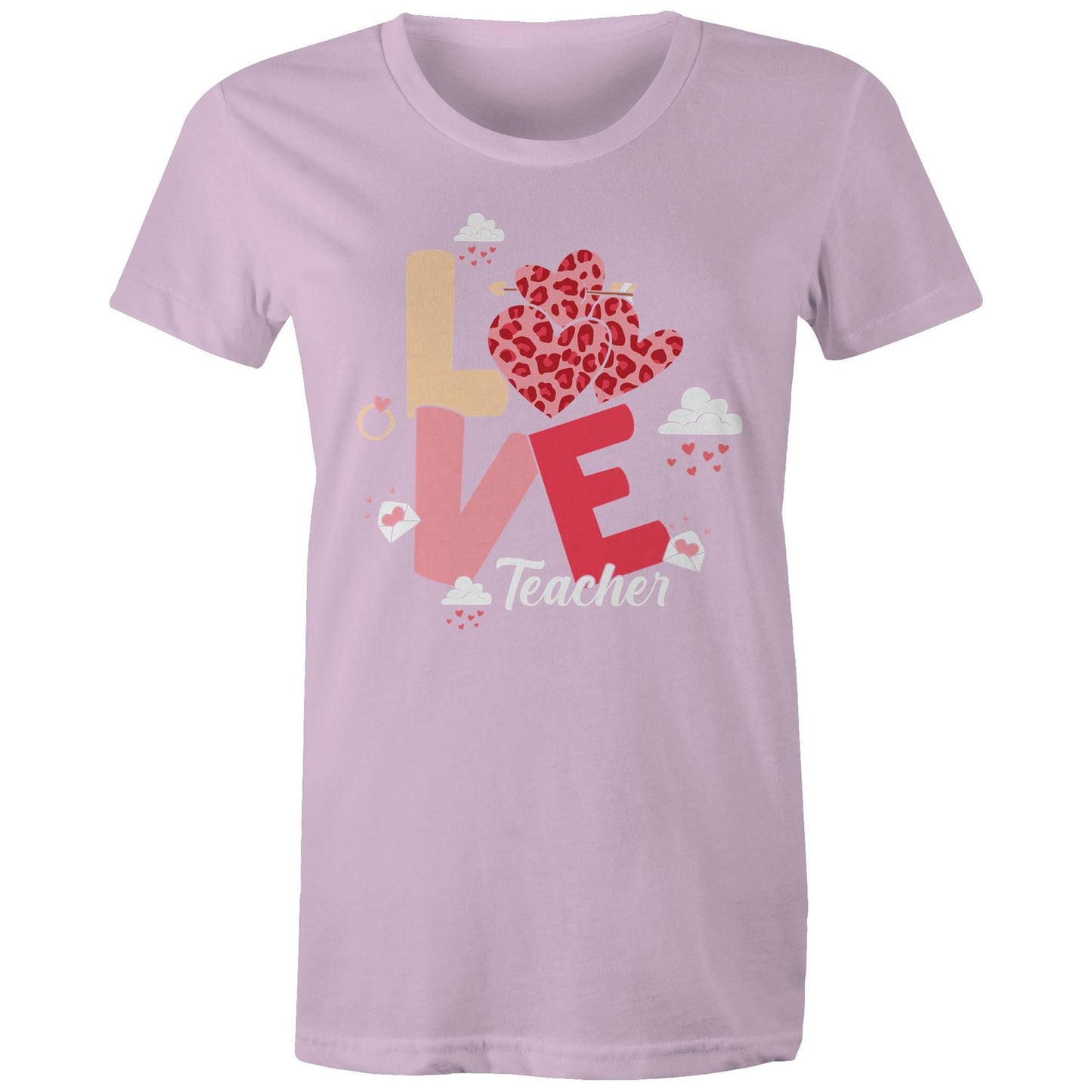 Love Teacher Women's Maple Cotton T-Shirt - Gift for Teachers - Da Boss Mango AU - Lavender