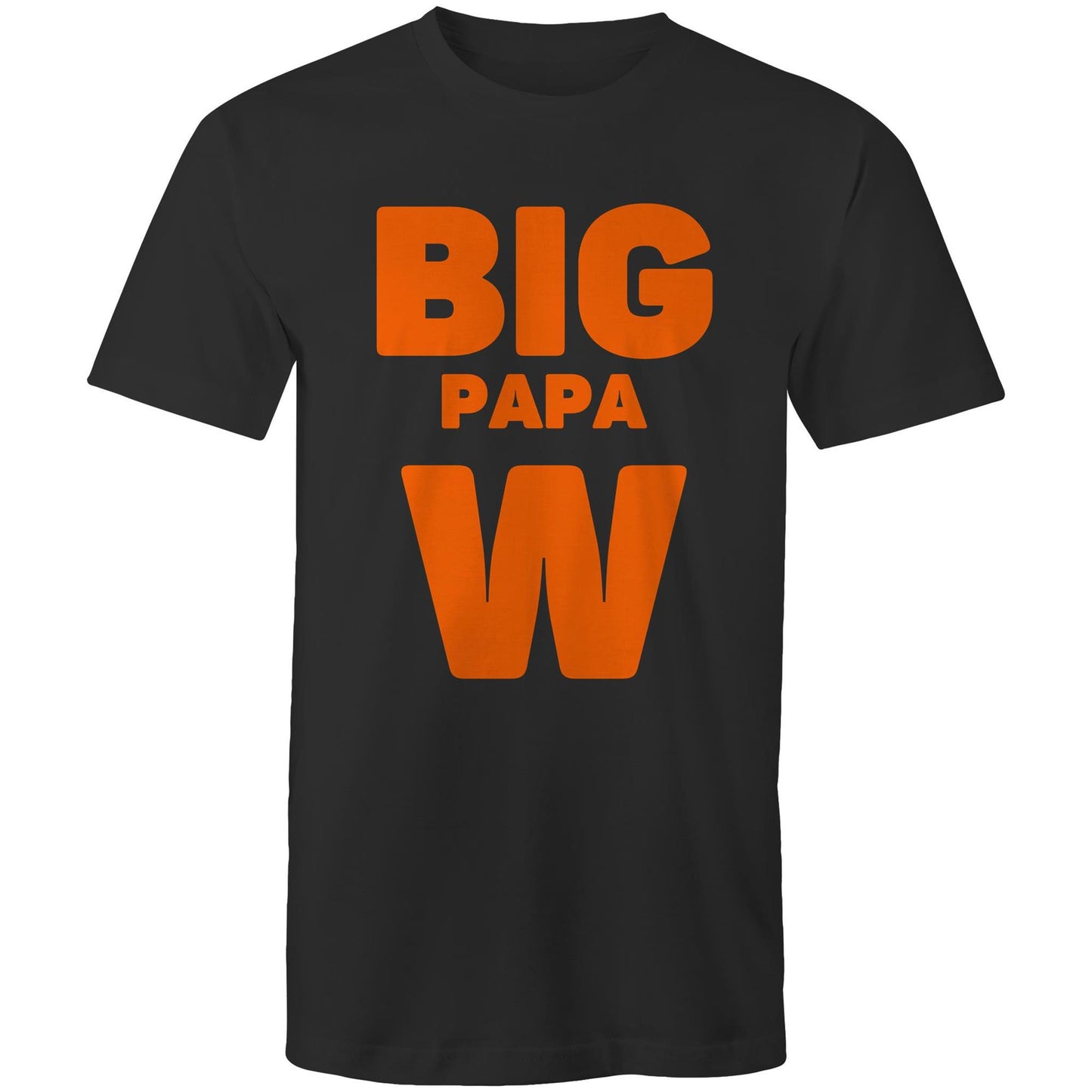 "Big Papa W" Men's Cotton Black T-Shirt in Size S, M, L, XL, XXL, 3XL, 4XL, 5XL, Gift for Dad - Da Boss Mango AU -