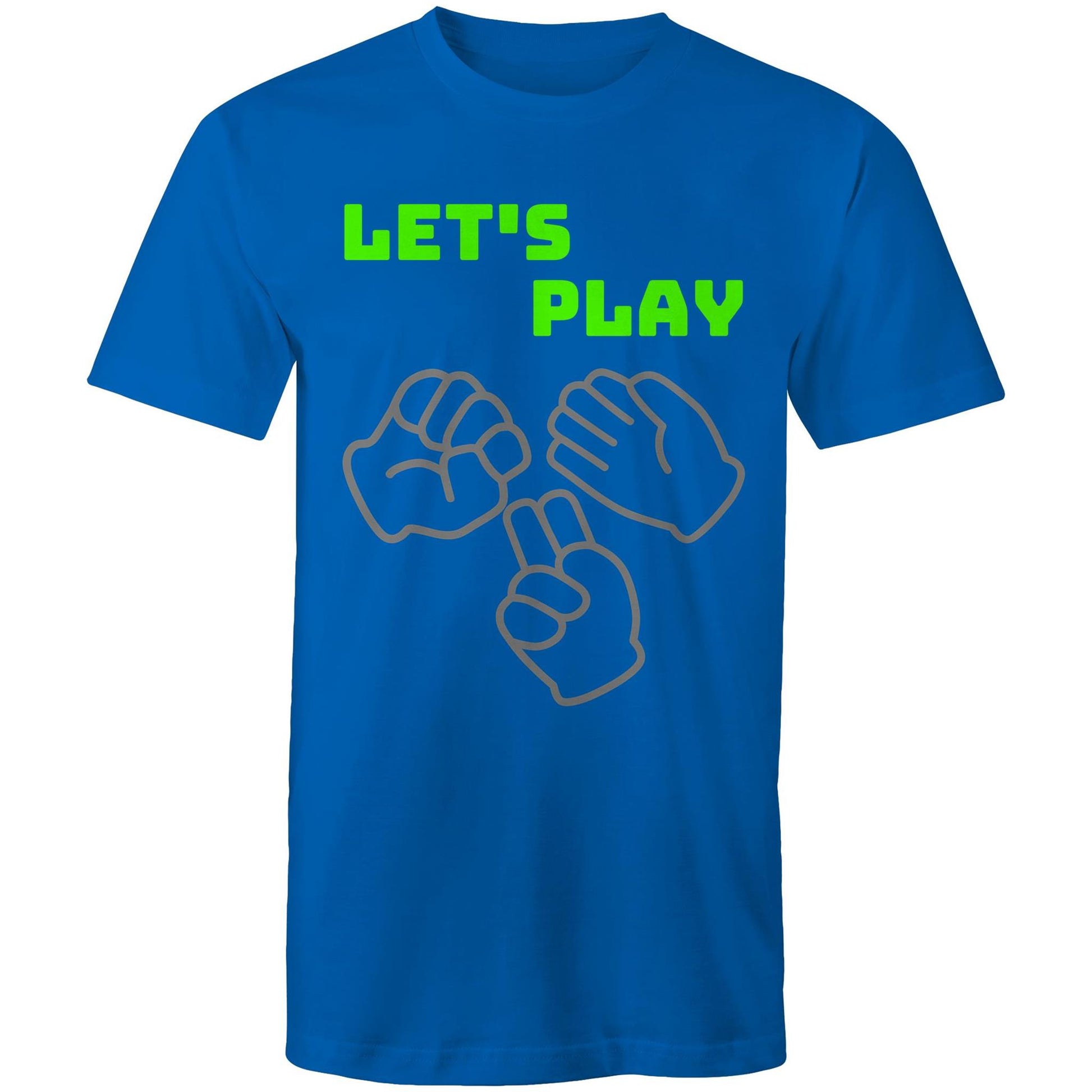 Let's Play Rock Paper Scissors Men's T-Shirt - Size S, M, L, XL, 2XL, 3XL, 4XL, 5XL - Da Boss Mango AU - Bright Royal Blue