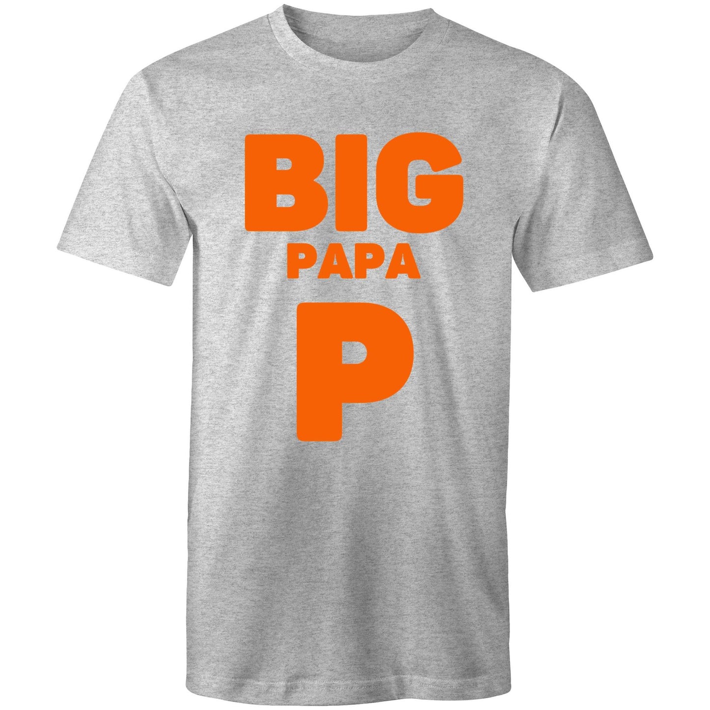 "Big Papa P" Men's Cotton Light Grey Marle T-Shirt in Size S, M, L, XL, XXL, 3XL, 4XL, 5XL, Gift for Dad - Da Boss Mango AU -