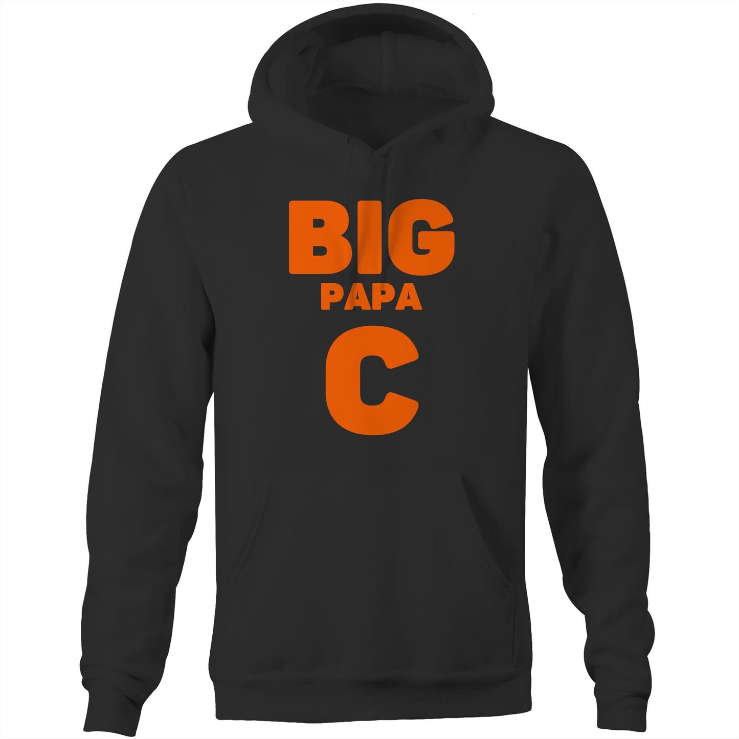 "Big Papa C" Pocket Hoodie Sweatshirt Pullover with Kangaroo Pocket Father's Day Gift - Da Boss Mango AU - Black