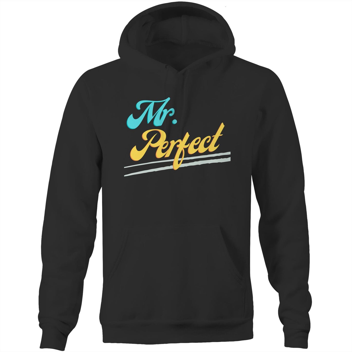 "Mr. Perfect" Pocket Hoodie Sweatshirt Pullover Gift for Husband, Dad, Boyfriend - Da Boss Mango AU - Black